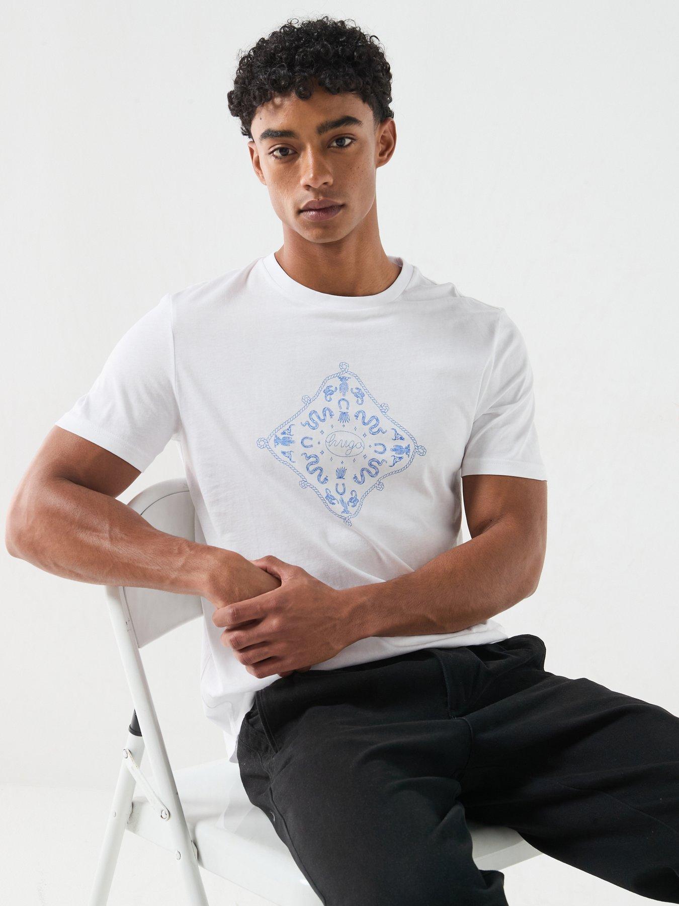HUGO Blue Nerberri Graphic T-Shirt - White