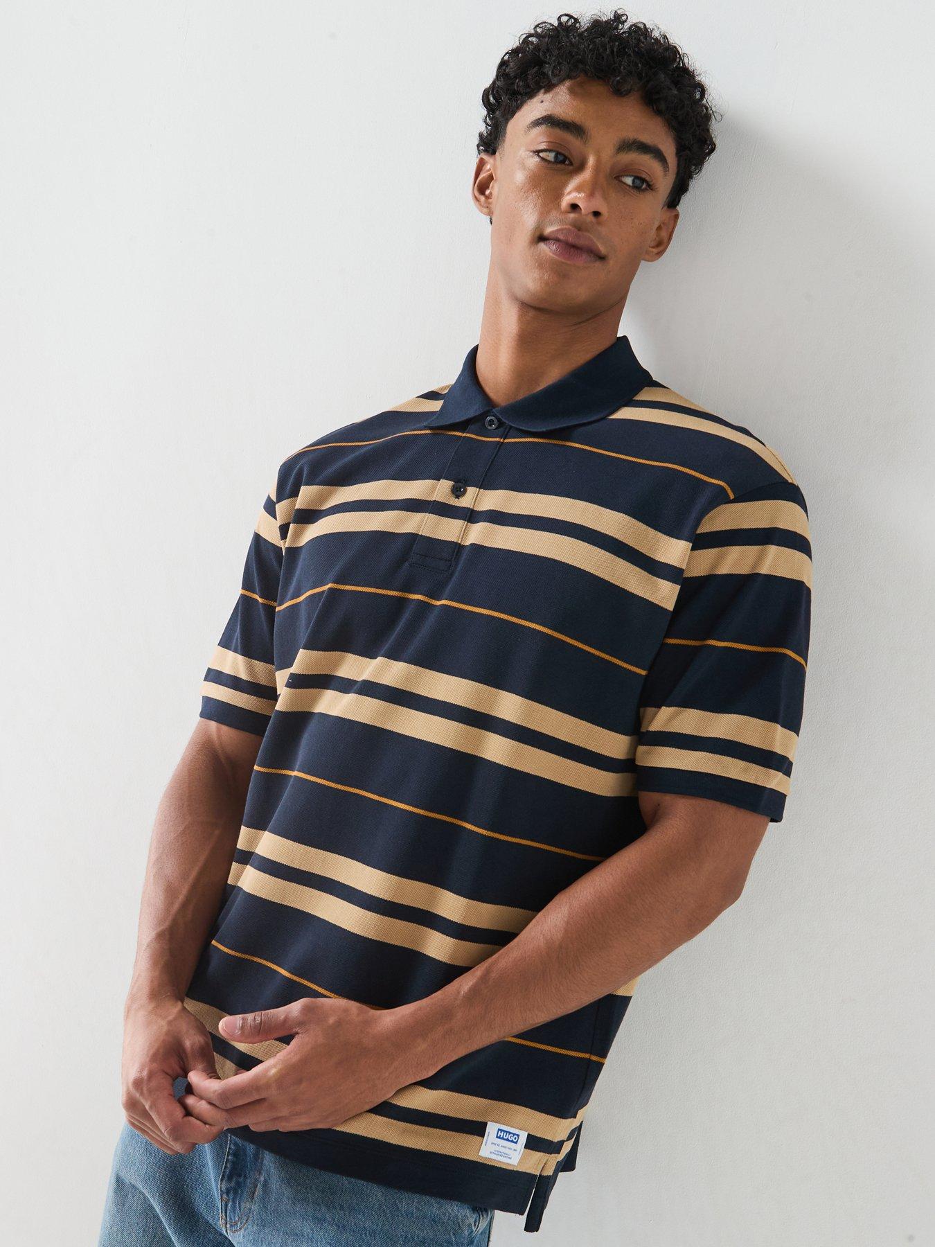 HUGO Blue Nivarsolo Stripe Polo Shirt - Navy