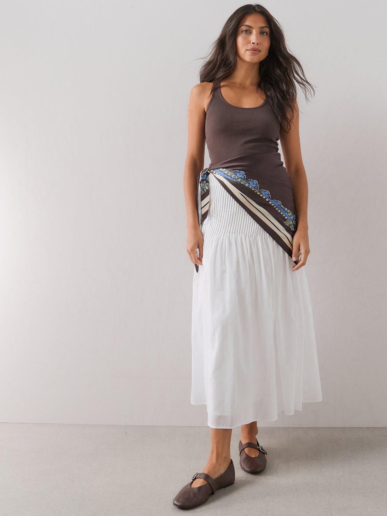 Image 3 of 7 of The Very Collection Rib Vest With Scarf Tie - Brown