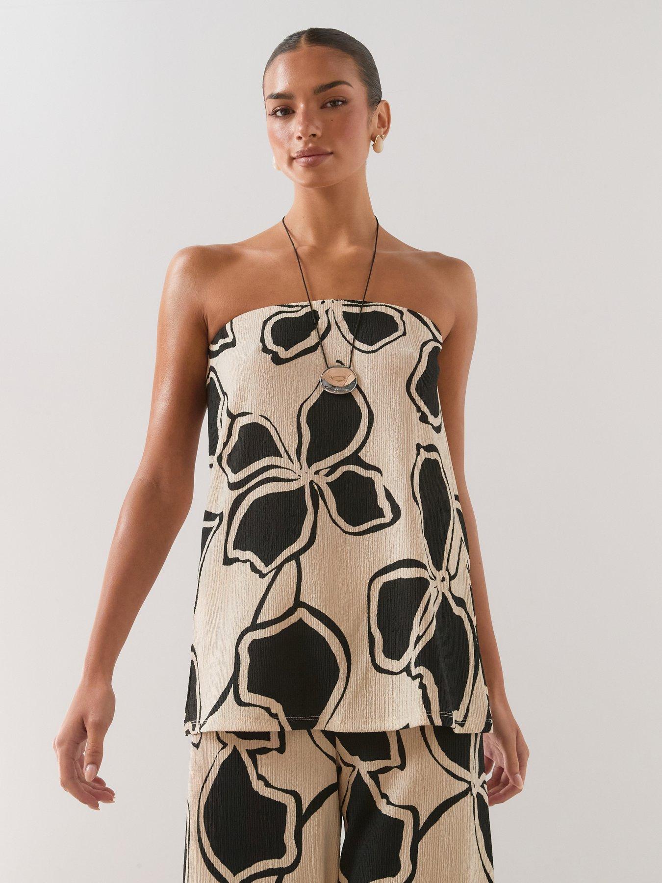 The Very Collection Strapless Longline Bandeau Co-Ord Top - Print