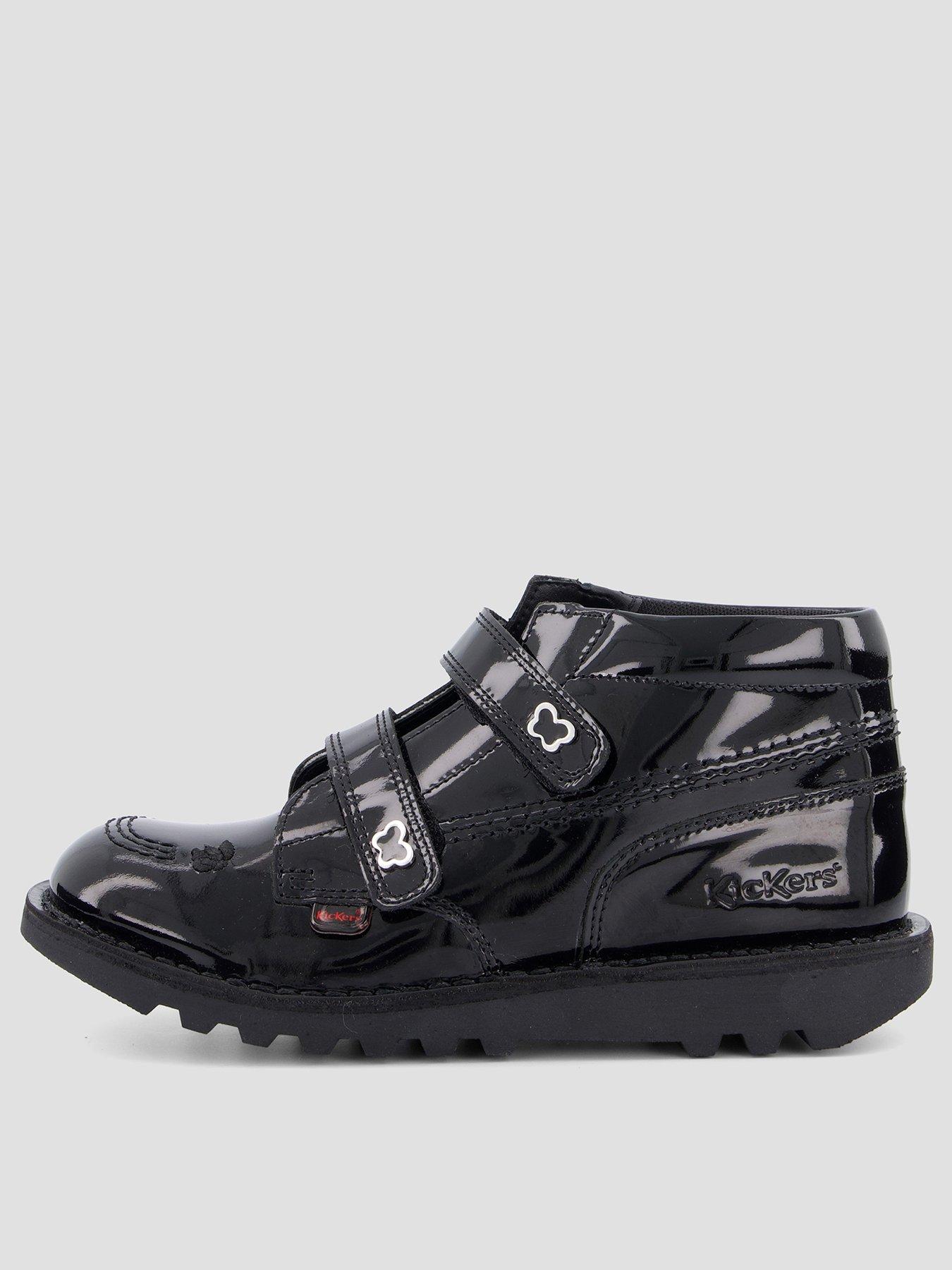 Kickers Junior Kick Hi Wings Velco Leather Shoe - Black