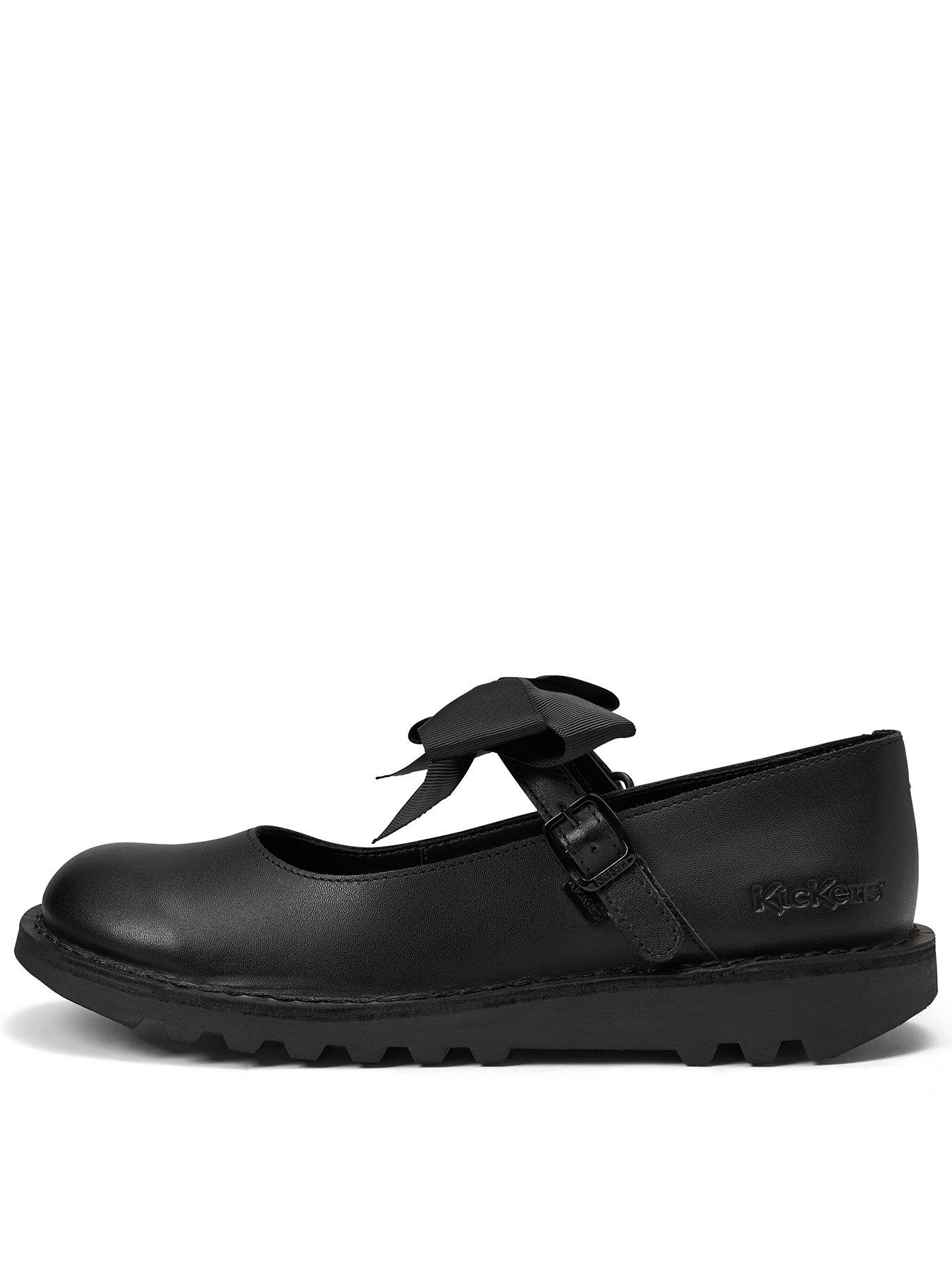 Kickers Youth Kick Mary-jane Bow Leather Shoe - Black