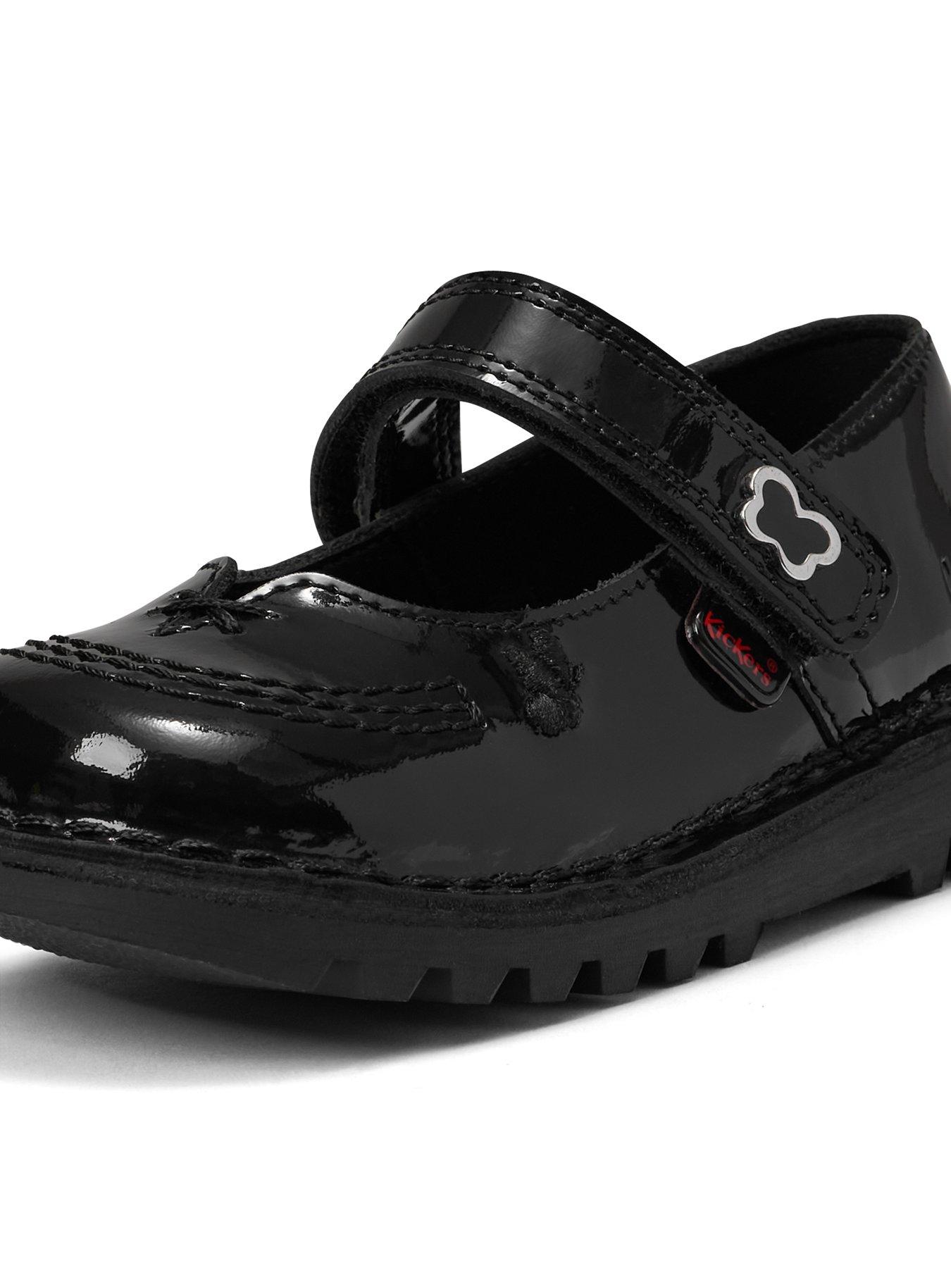 Image 7 of 7 of Kickers Infant Kick Mary-jane Wings Patent Leather Shoe - Black