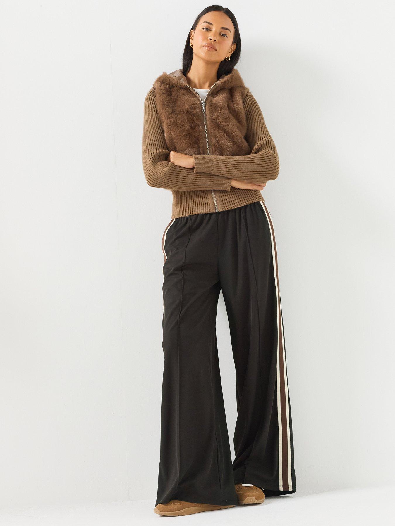 Image 3 of 6 of Juicy Couture Naila Contrast Fur Jacket - Brown
