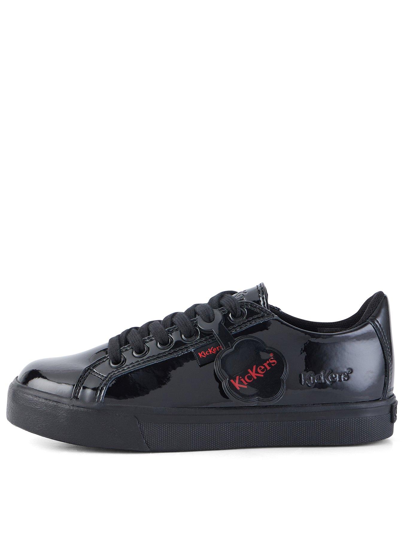Kickers Junior Tovni Lacer Patent Leather Shoe - Black