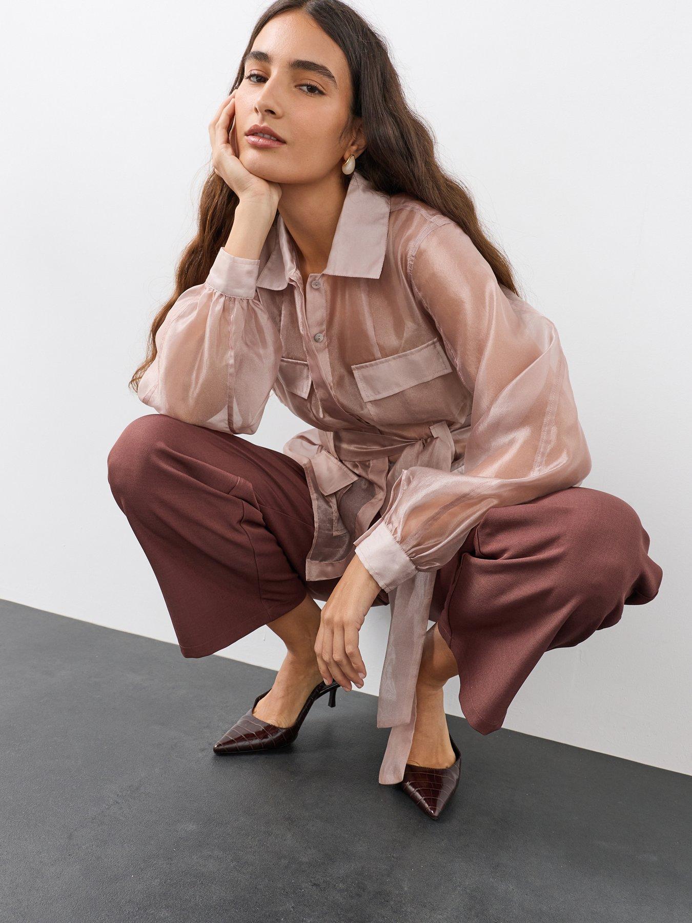 Image 1 of 7 of The Very Collection Sheer Utility Blouse - Pink