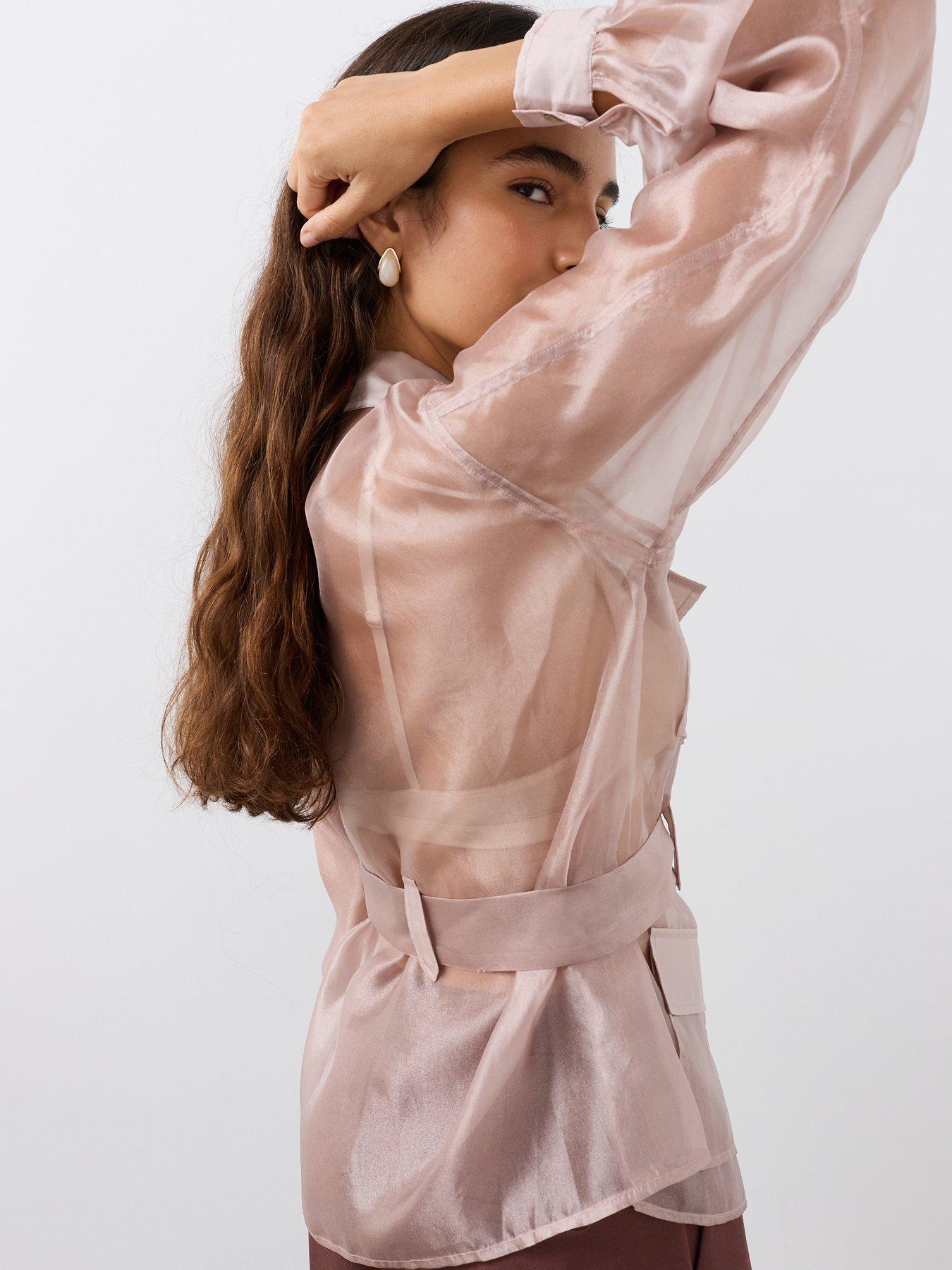 Image 2 of 7 of The Very Collection Sheer Utility Blouse - Pink