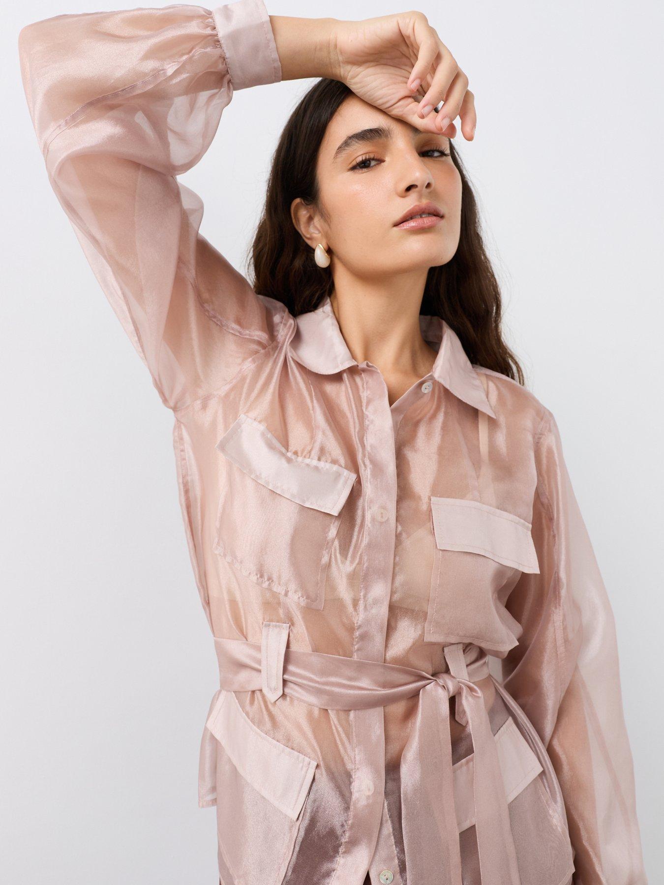 Image 6 of 7 of The Very Collection Sheer Utility Blouse - Pink