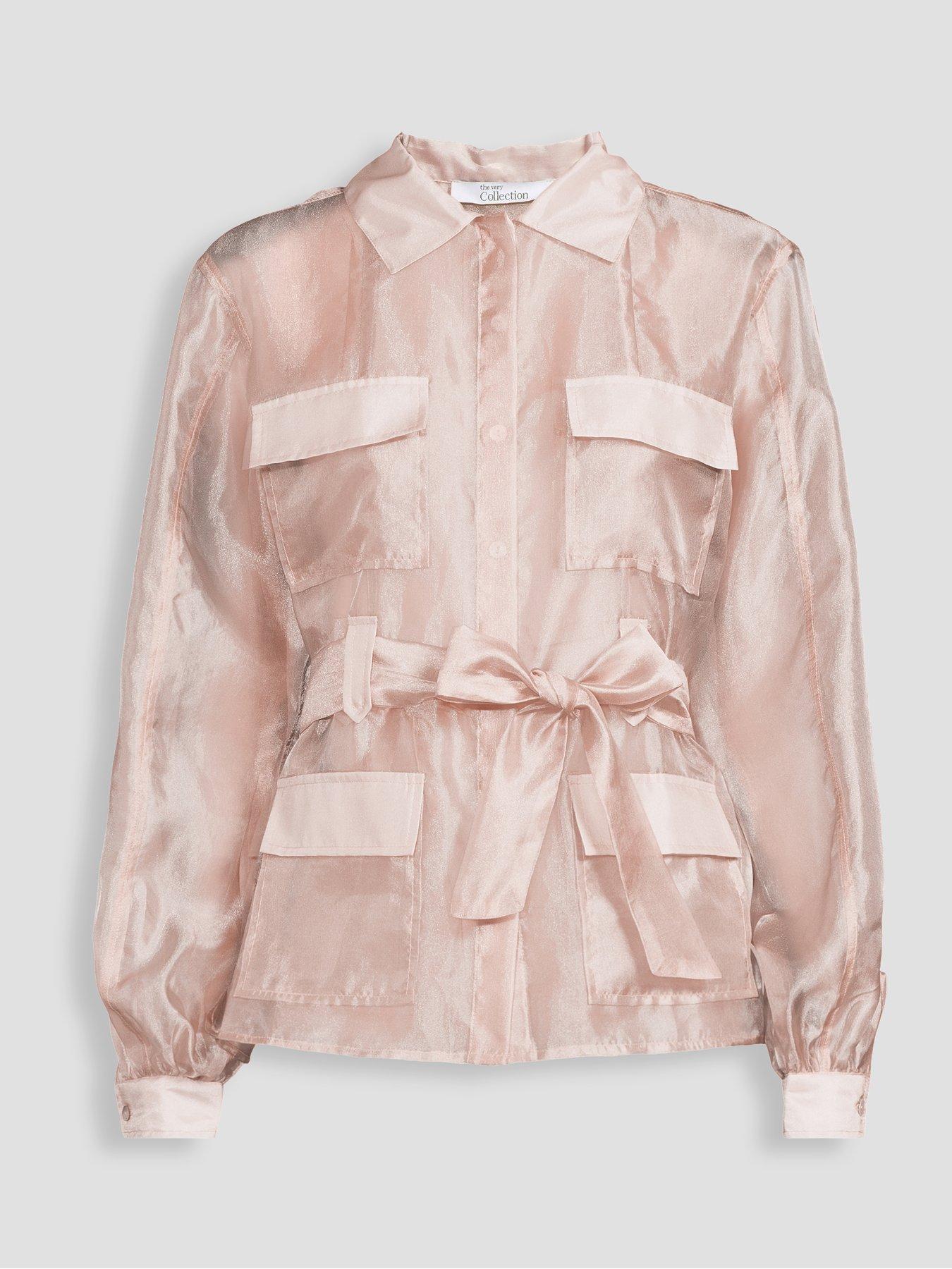 Image 7 of 7 of The Very Collection Sheer Utility Blouse - Pink