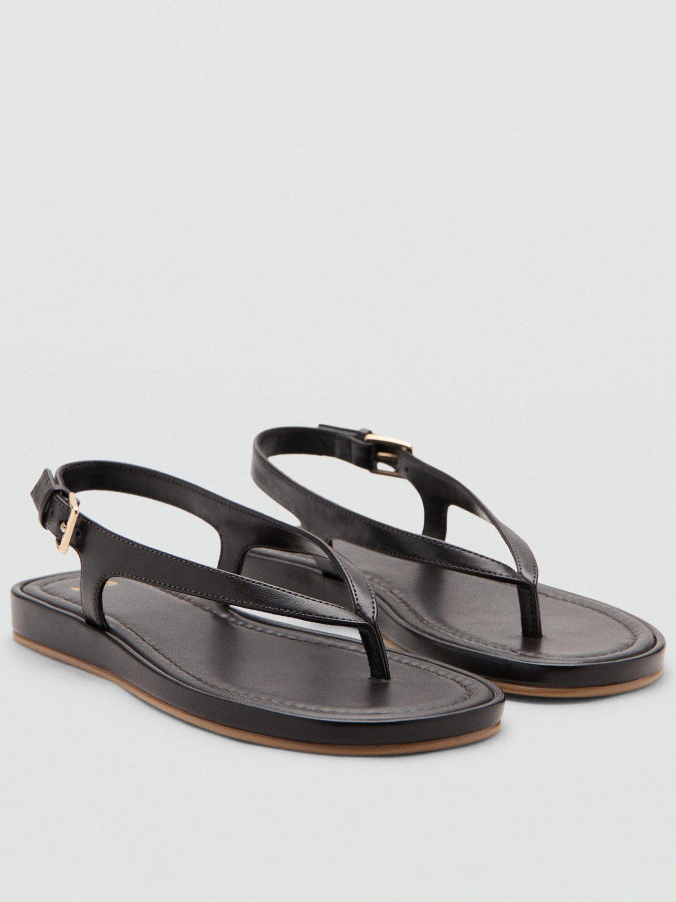 Image 1 of 6 of Mango Buckle Strap Sandals - Brown
