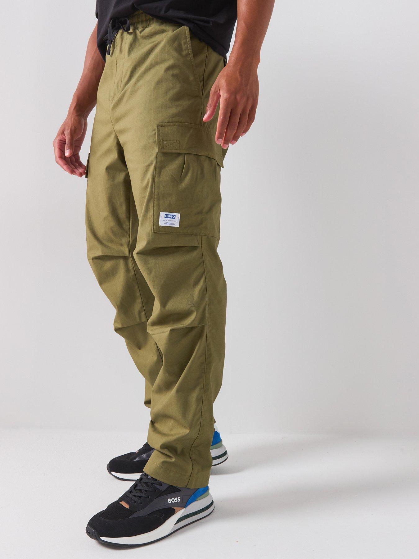 HUGO Blue Gadic Relaxed Fit Cargo Trouser - Green