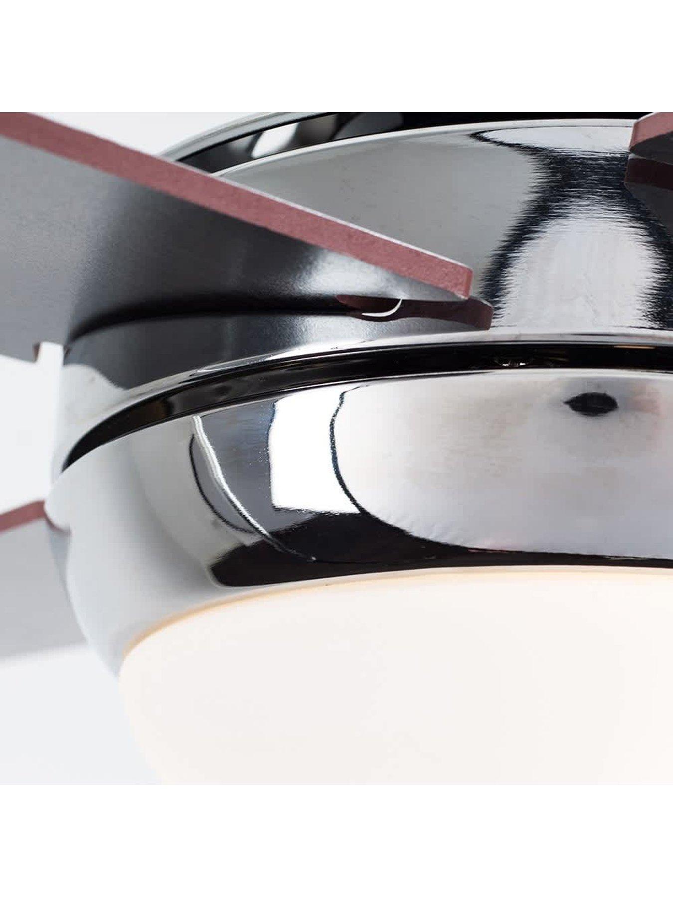 Image 3 of 5 of ValueLights Apache 48" 4 Blade Chrome & Wood Ceiling Light Fan With Remote Control