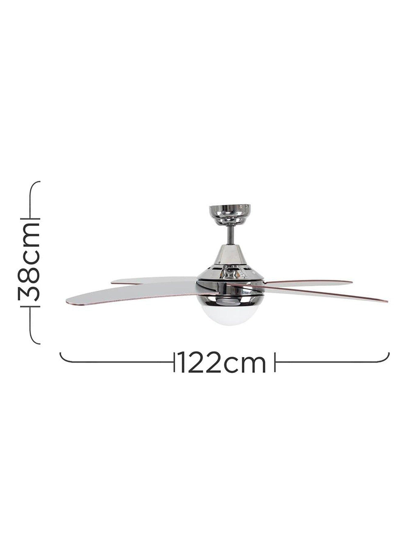 Image 5 of 5 of ValueLights Apache 48" 4 Blade Chrome & Wood Ceiling Light Fan With Remote Control