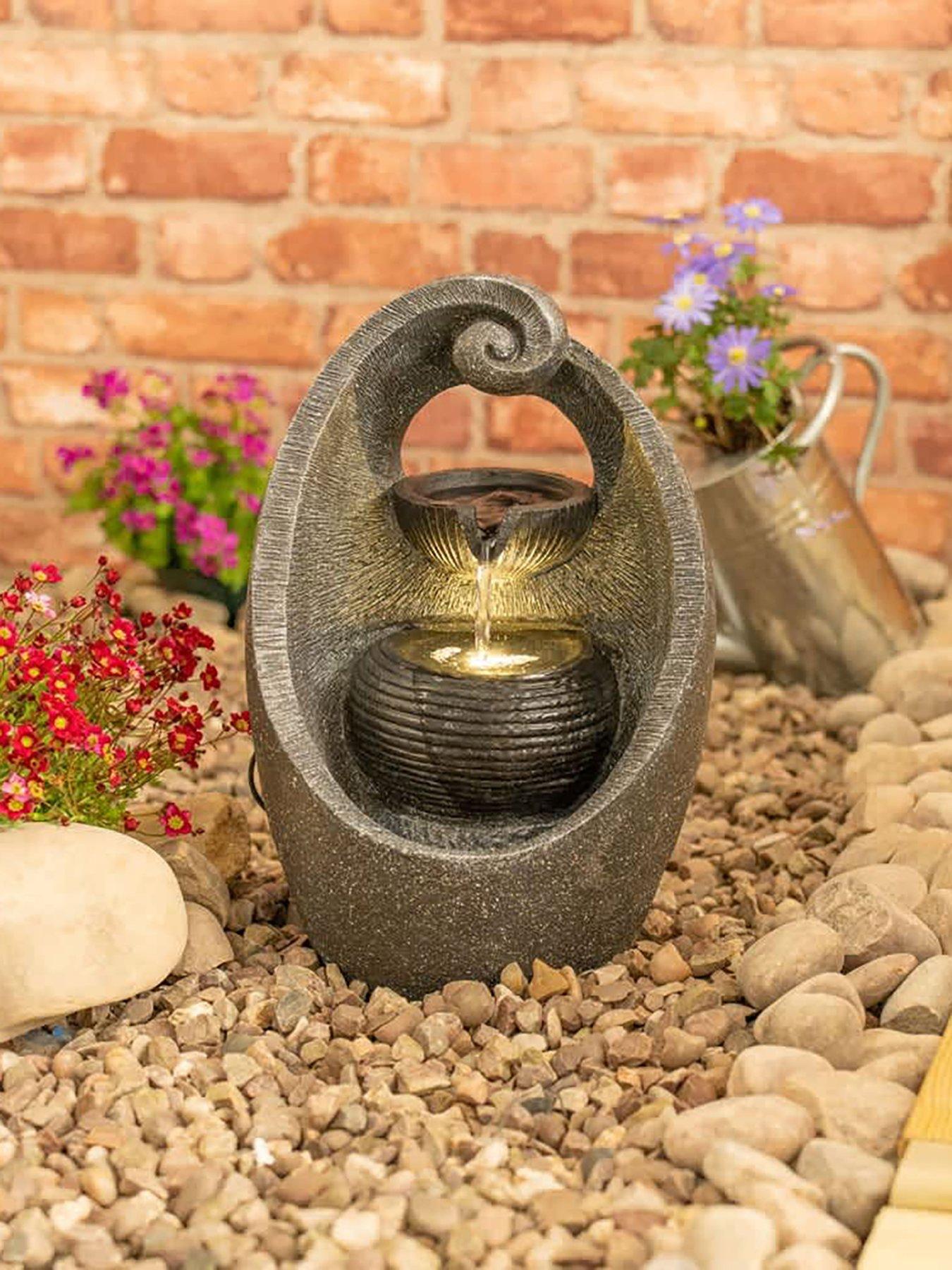 ValueLights Solar Powered Swirl Water Feature Outdoor Fountain