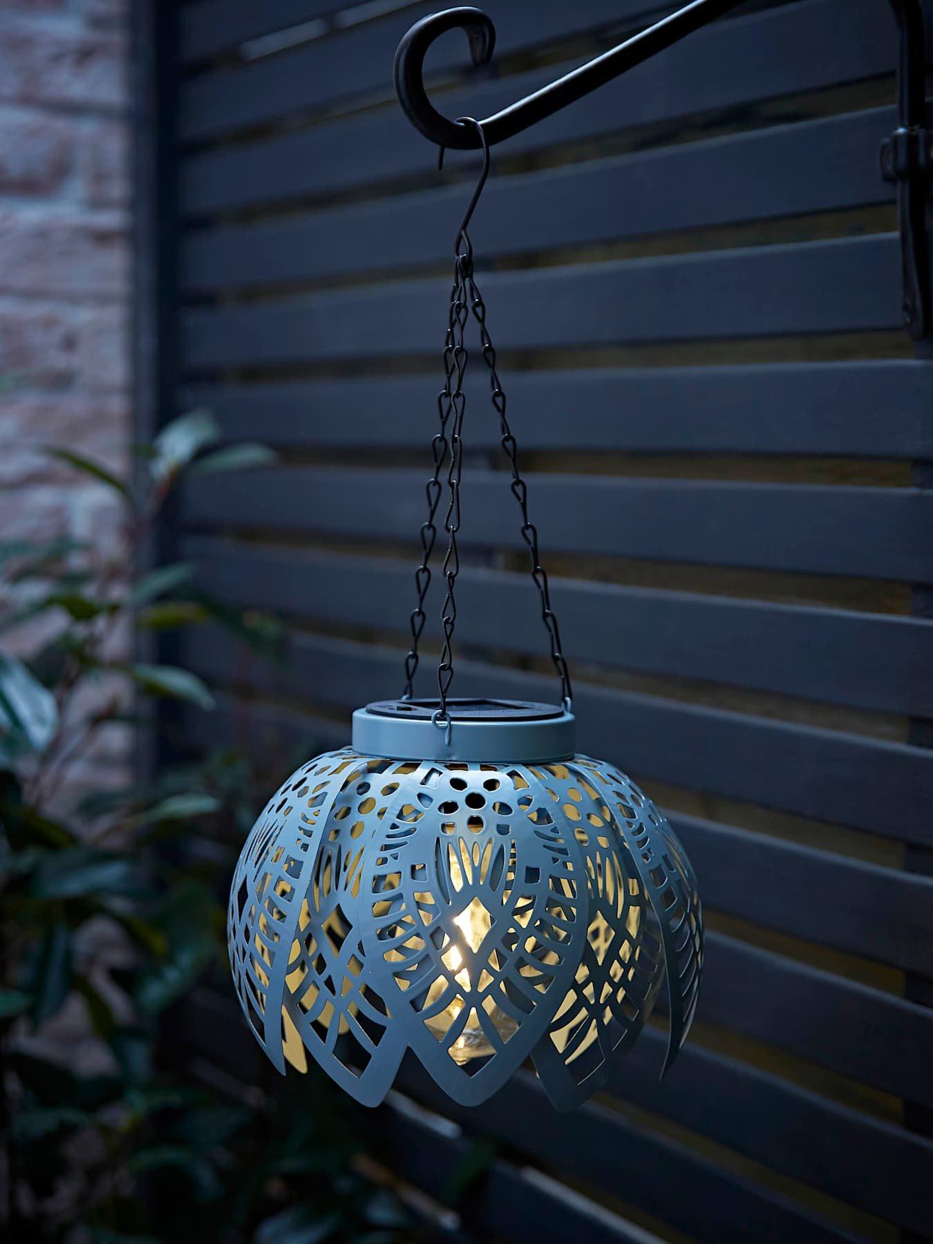 ValueLights Artichoke Powder Blue Solar Hanging Outdoor Garden Lantern Light
