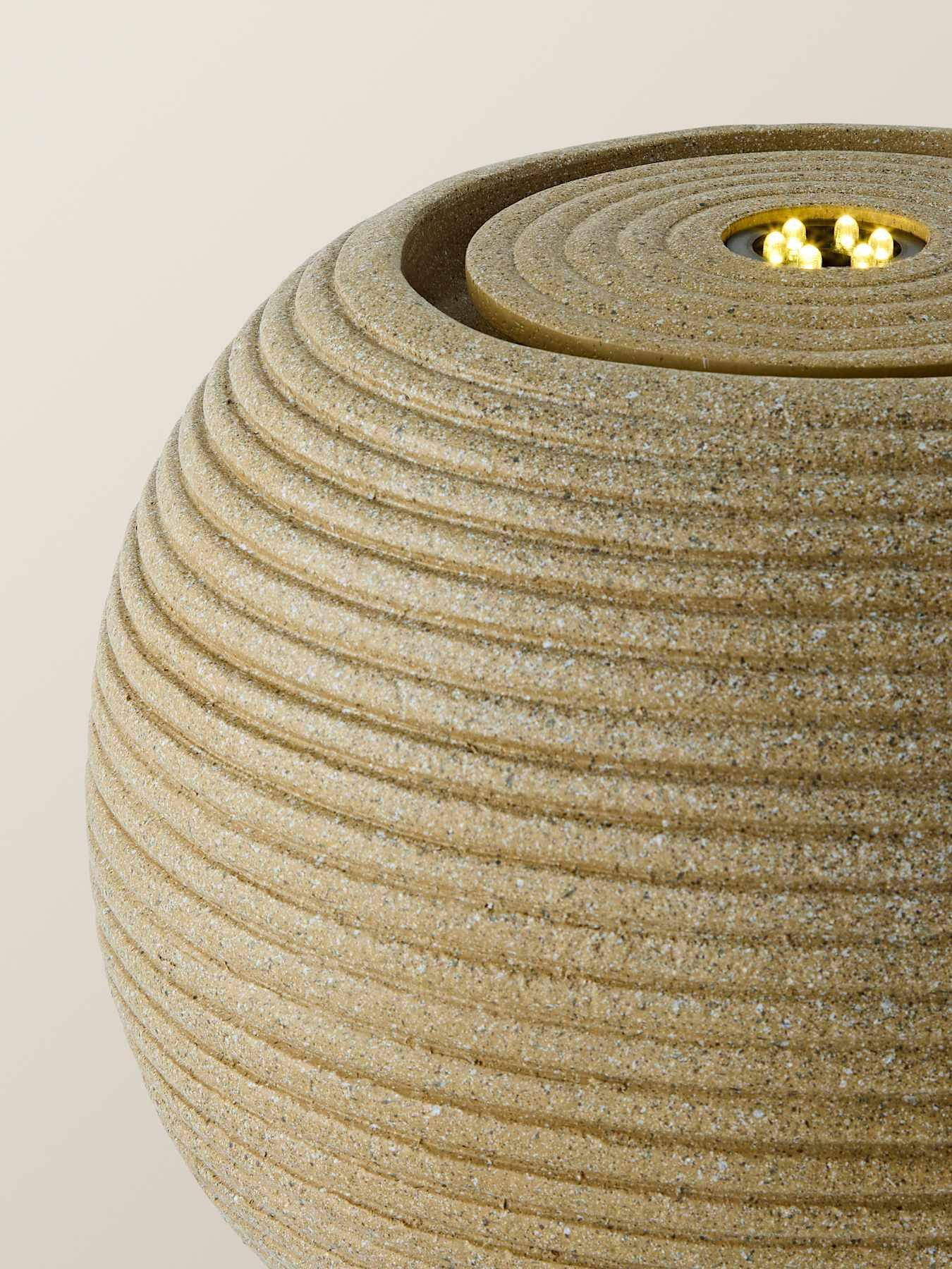 Image 3 of 6 of ValueLights Round Ribbed Natural Solar Powered Outdoor Water Fountain Feature Garden Light