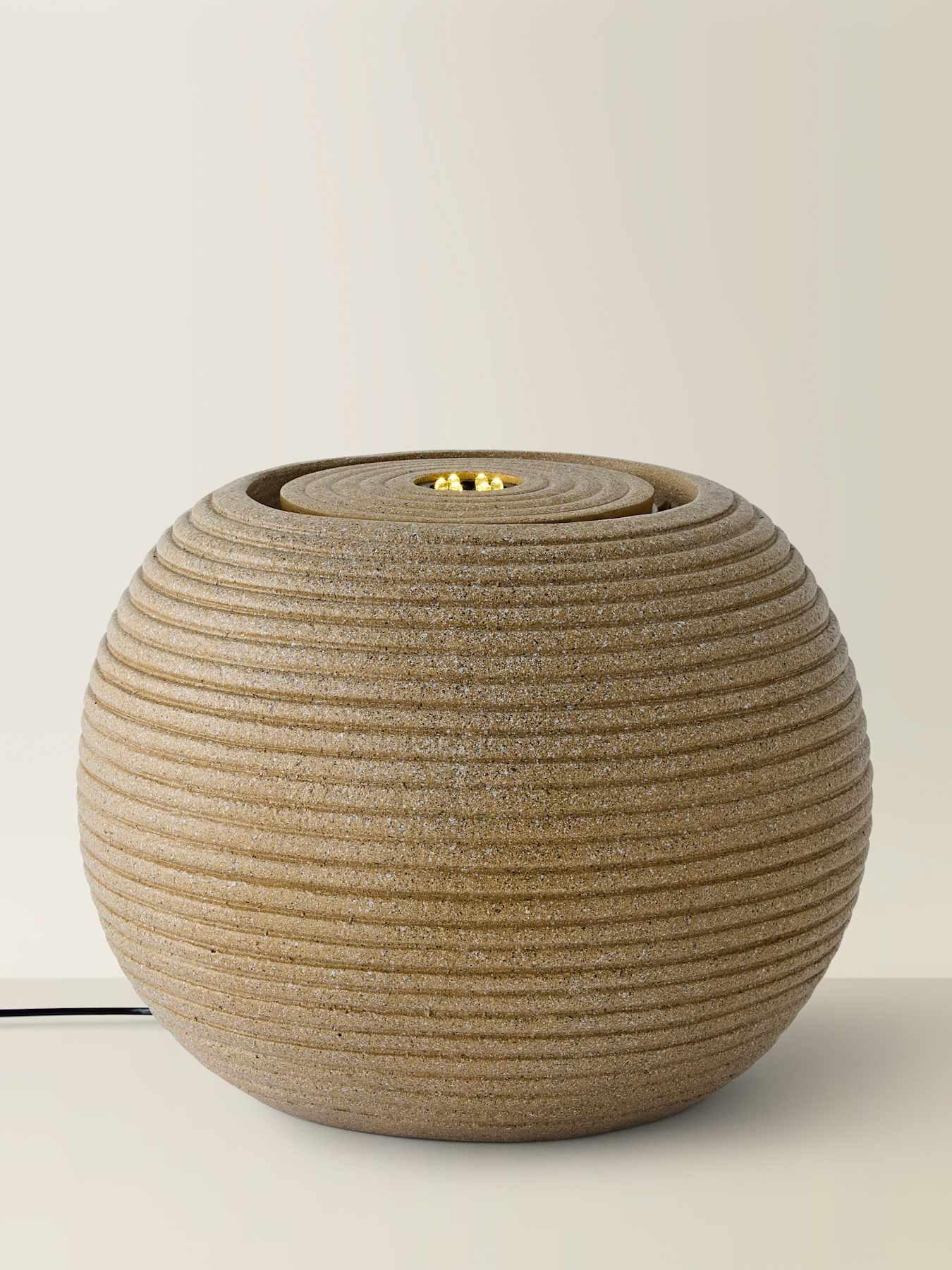 Image 6 of 6 of ValueLights Round Ribbed Natural Solar Powered Outdoor Water Fountain Feature Garden Light