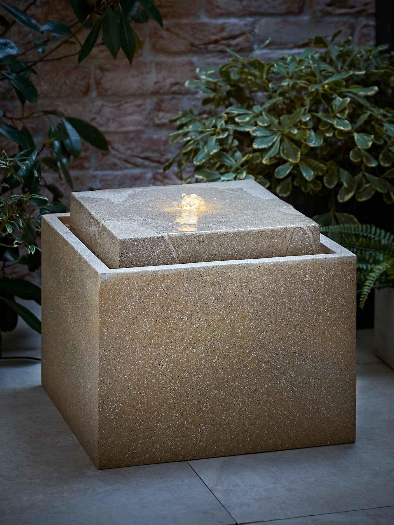 ValueLights Solar Power Natural Square Outdoor Garden Water Fountain Feature