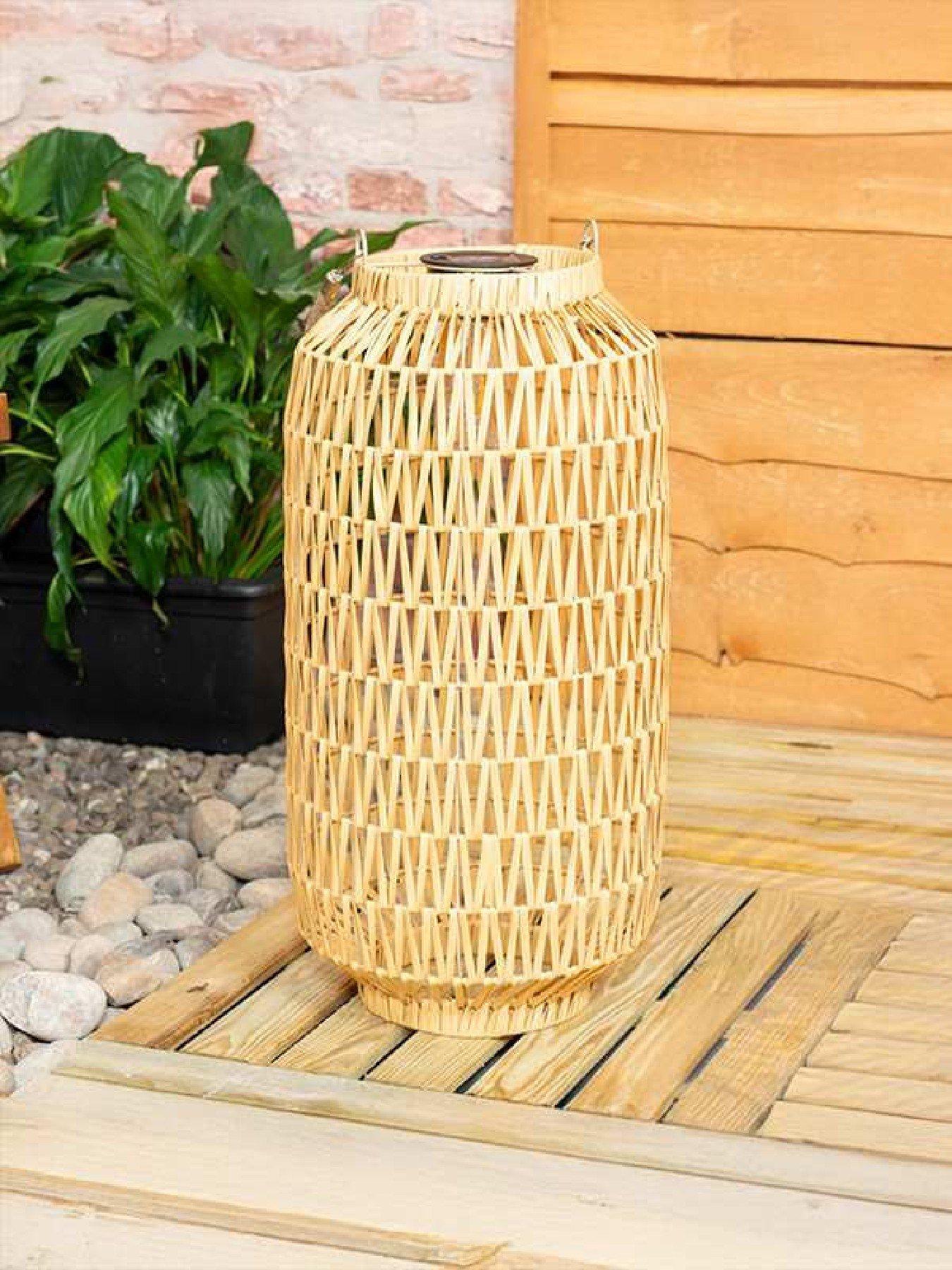 ValueLights Solar Powered Outdoor Natural Rope Lantern Garden Light Floor Lamp