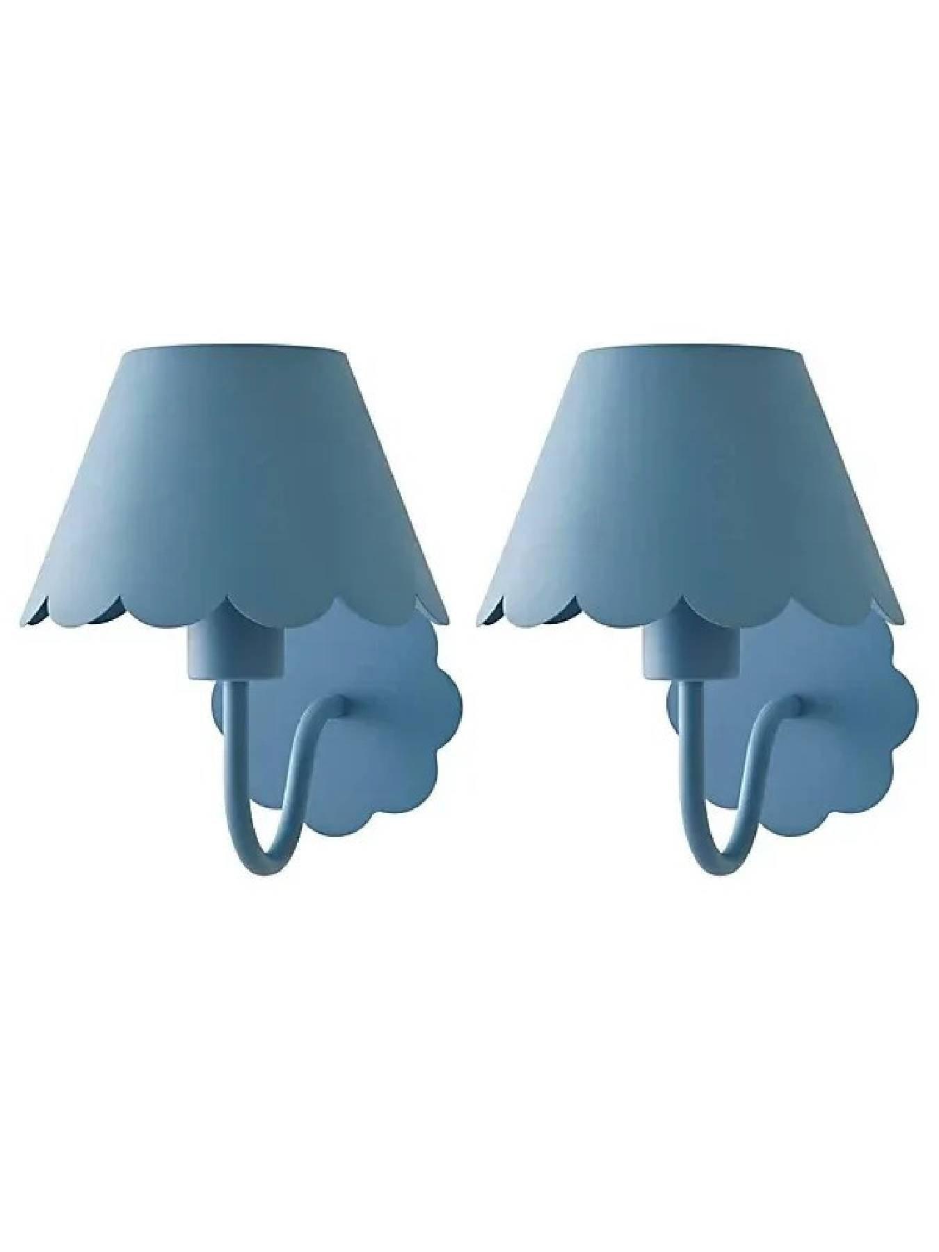 ValueLights Hattie Pair Of Pink Scallop Rechargeable Wall Lights