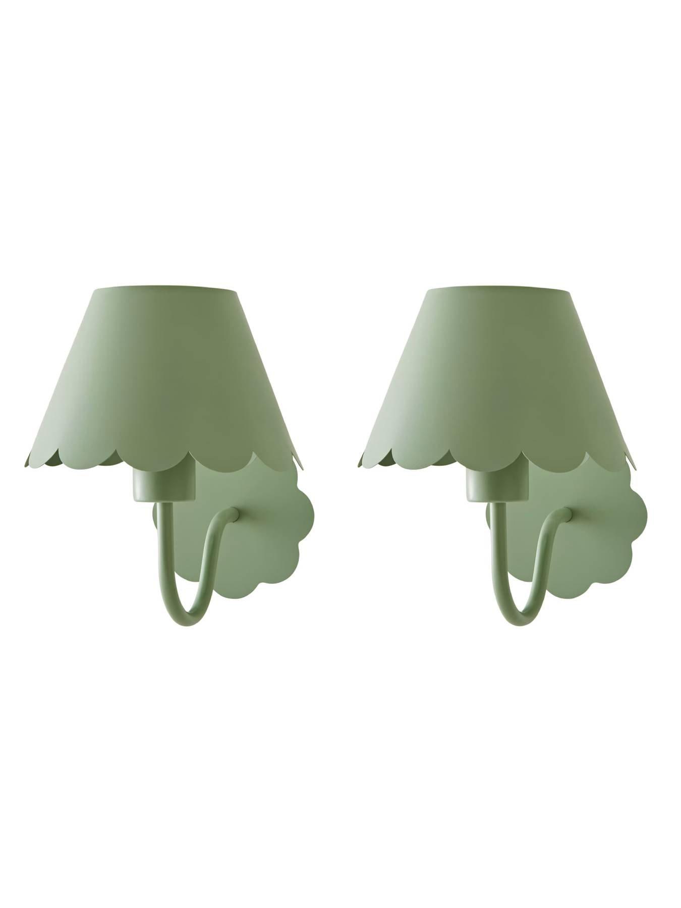 ValueLights Hattie Pair Of Pink Scallop Rechargeable Wall Lights