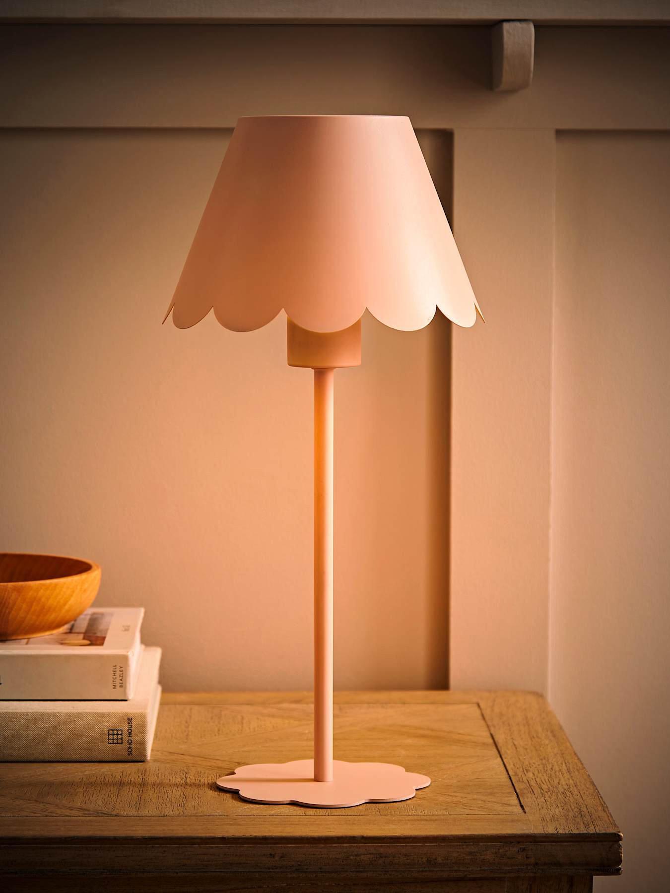 Image 5 of 7 of ValueLights Hattie Pink Scallop Rechargeable Table Lamp