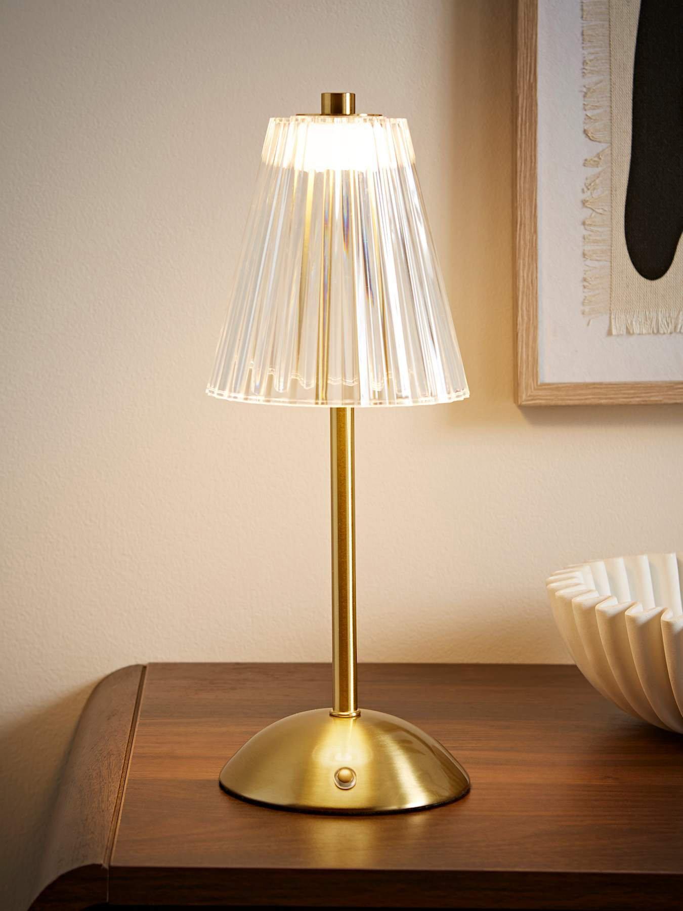 ValueLights Allie Gold And Clear Acrylic Portable Usb Rechargeable Touch Table Lamp