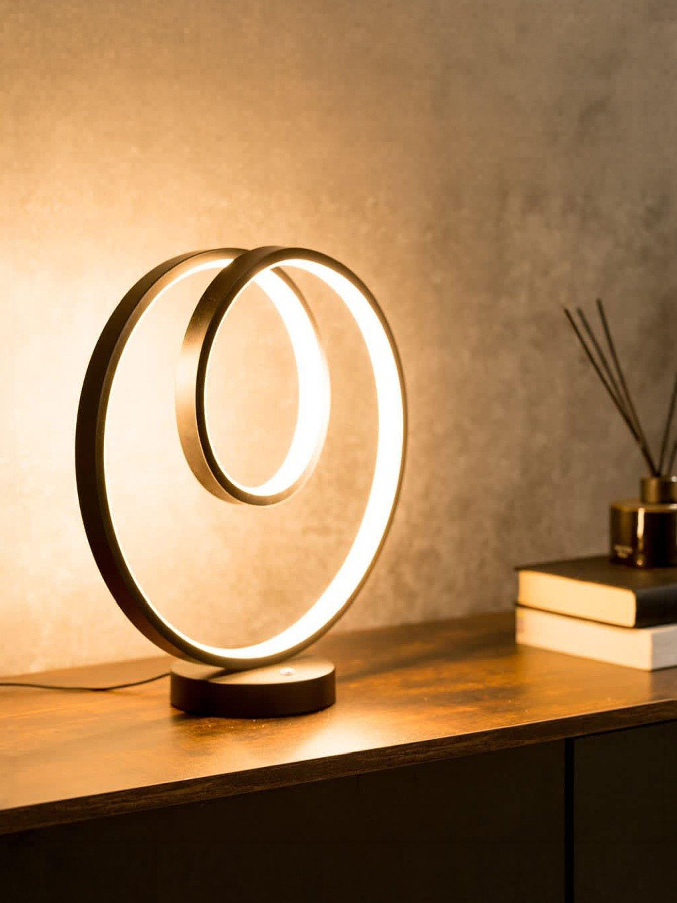 ValueLights Infinity Matt Black Loop Integrated Led Touch Table Lamp In Warm White