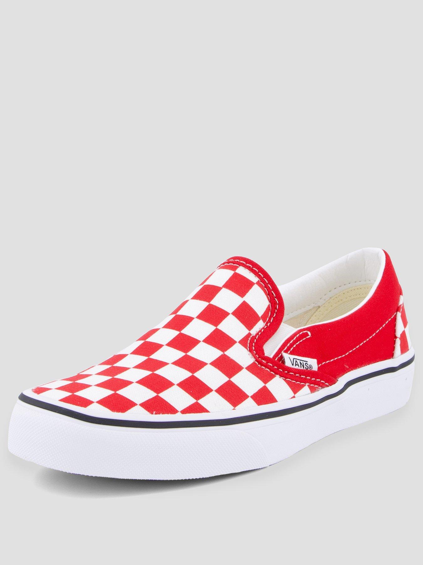 Image 2 of 7 of Vans Boys Classic Slip-On Checkerboard Trainers - Red