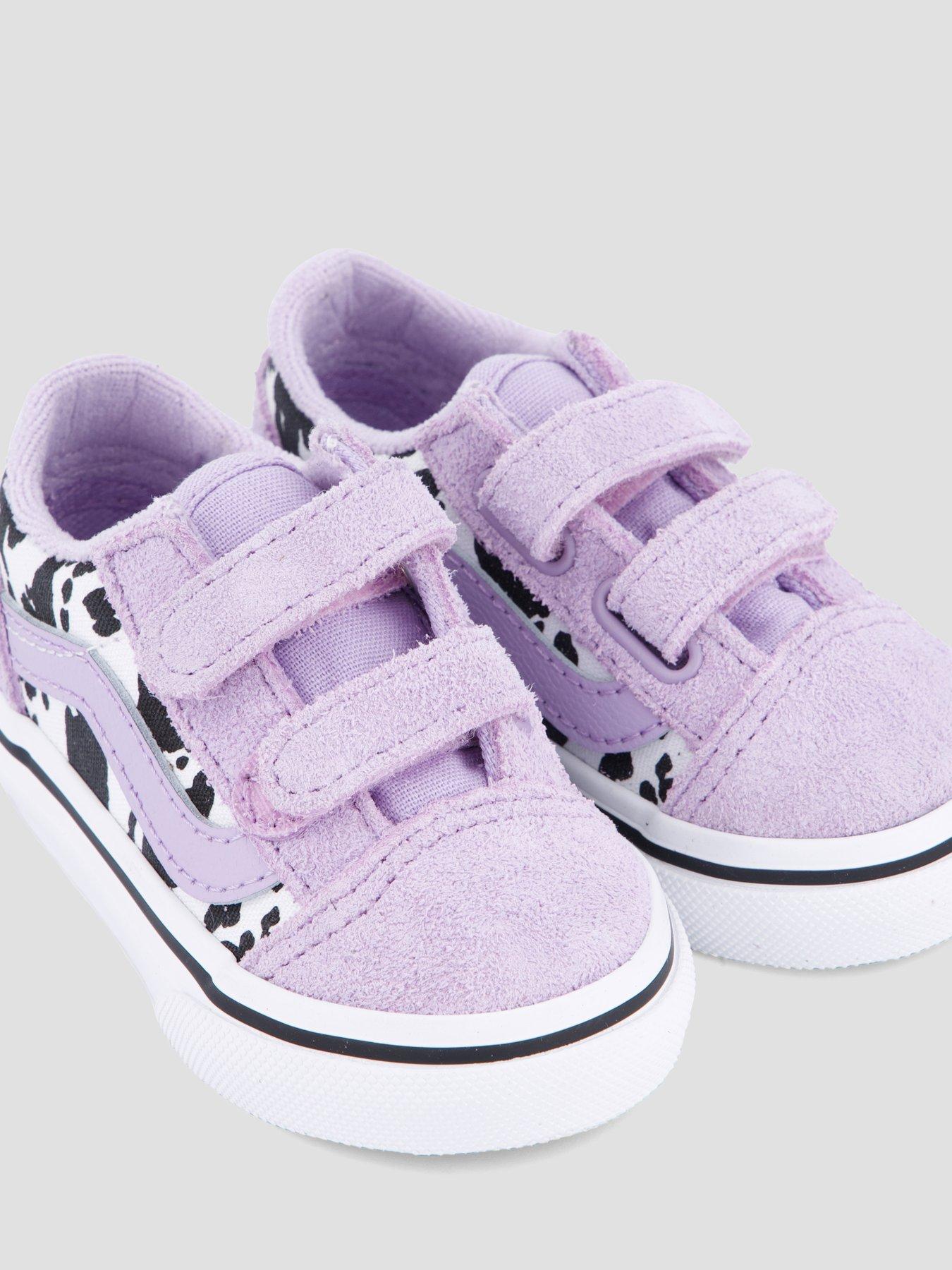Image 5 of 7 of Vans Girls Old Skool Double Strap Cow Print Trainers - Purple