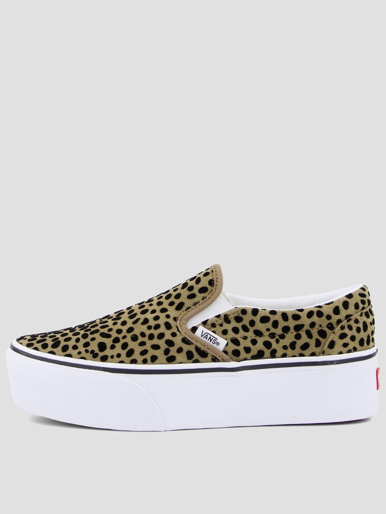 Image 1 of 8 of Vans Womens Slip-On Platform Spot Print Trainers - Brown