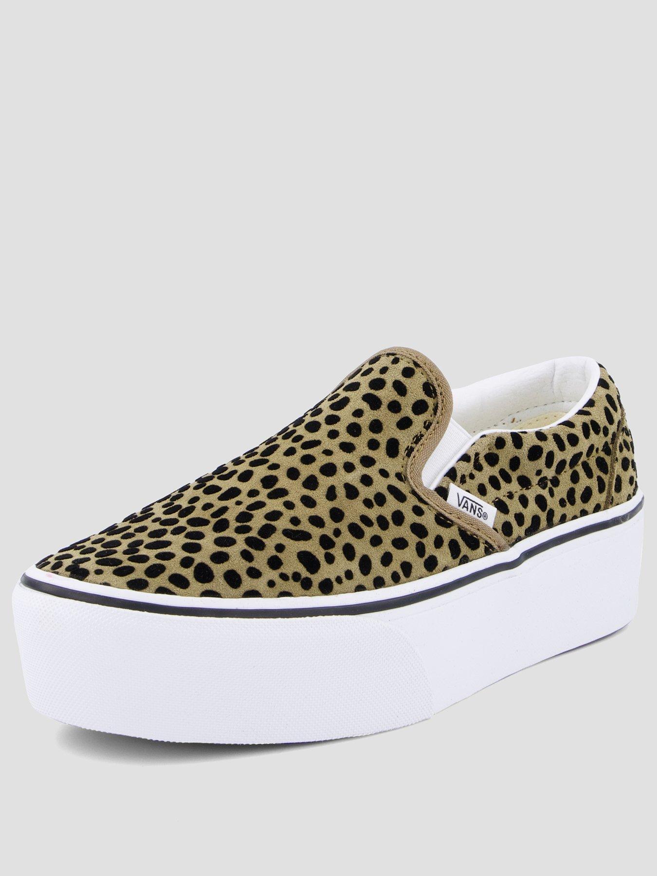 Image 2 of 8 of Vans Womens Slip-On Platform Spot Print Trainers - Brown
