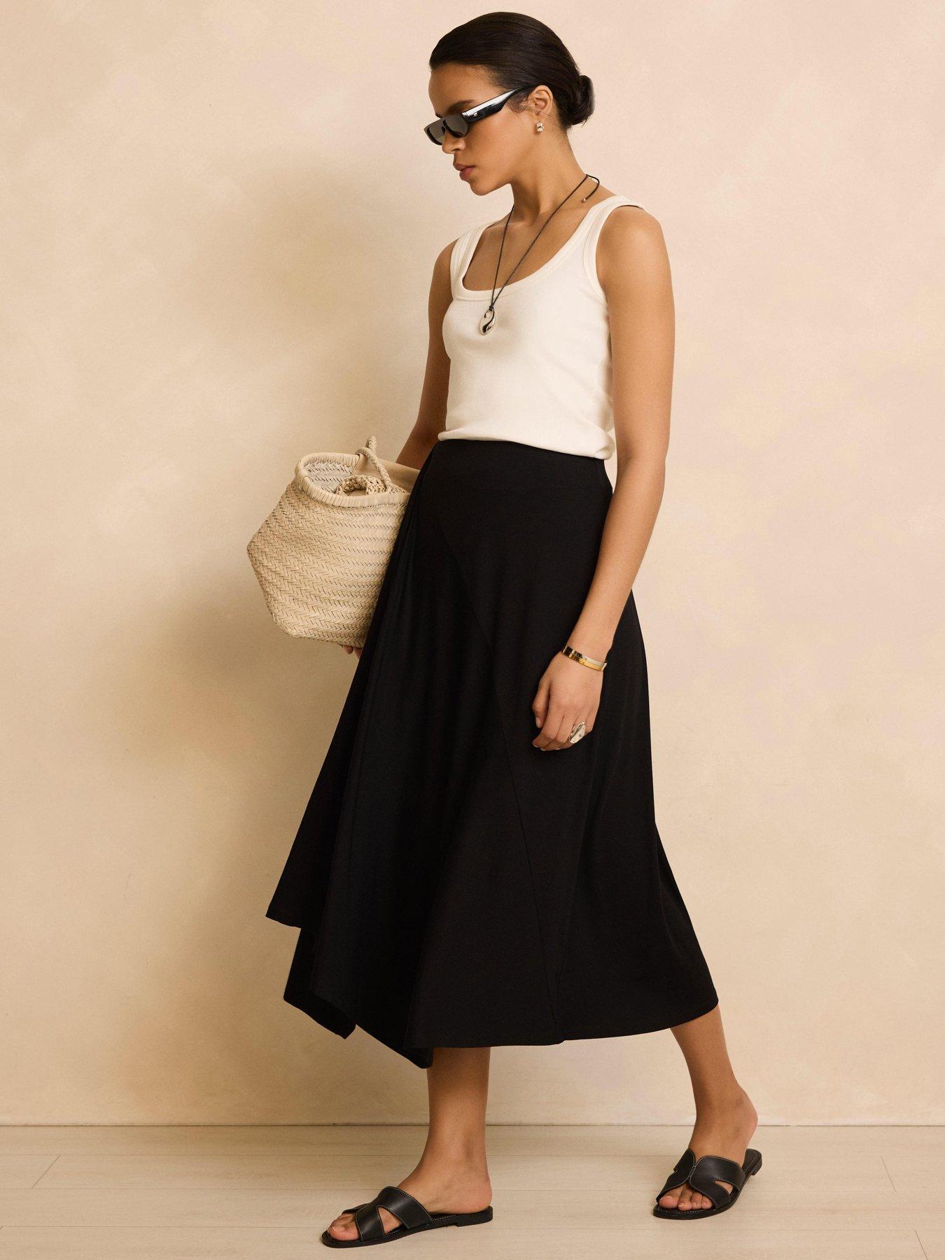 Mint Velvet Jersey Asymmetric Skirt - Black