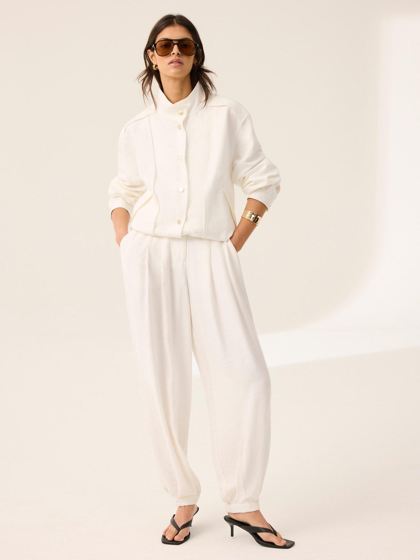 Image 1 of 6 of Mint Velvet Ivory Cuffed Balloon Jogger - White