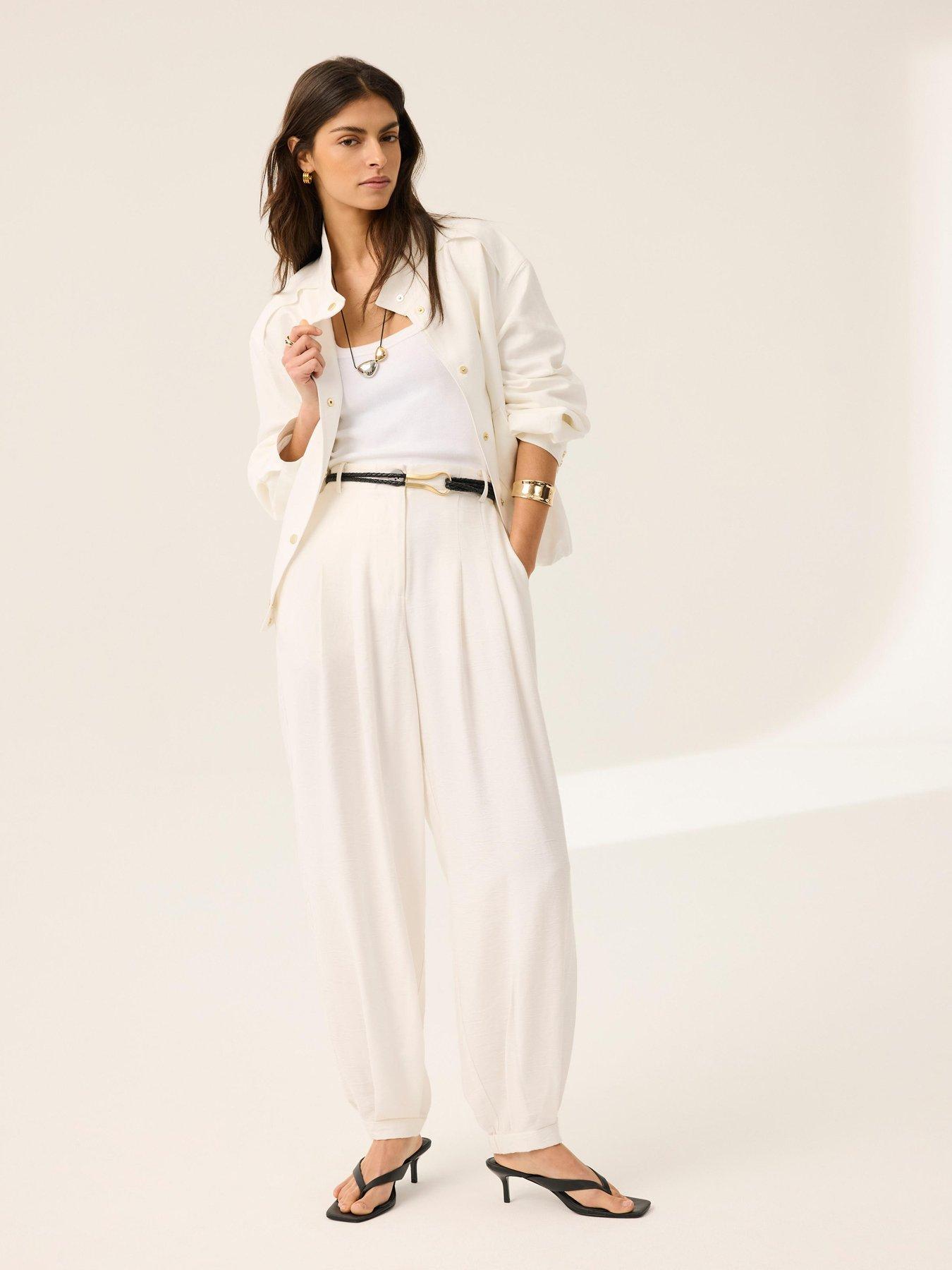 Image 2 of 6 of Mint Velvet Ivory Cuffed Balloon Jogger - White