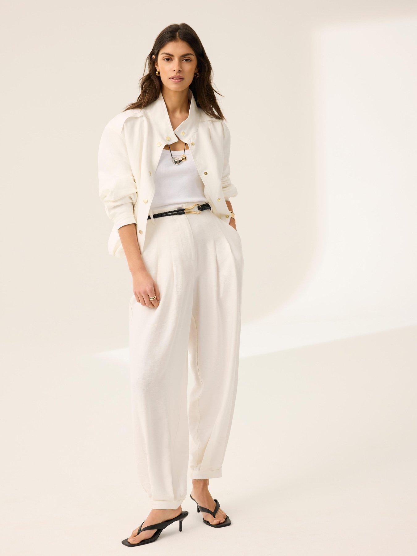 Image 4 of 6 of Mint Velvet Ivory Cuffed Balloon Jogger - White
