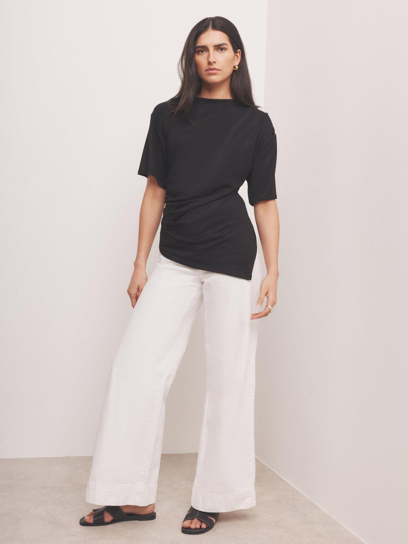 Image 2 of 6 of Mint Velvet Draped Asymmetric Top - Black