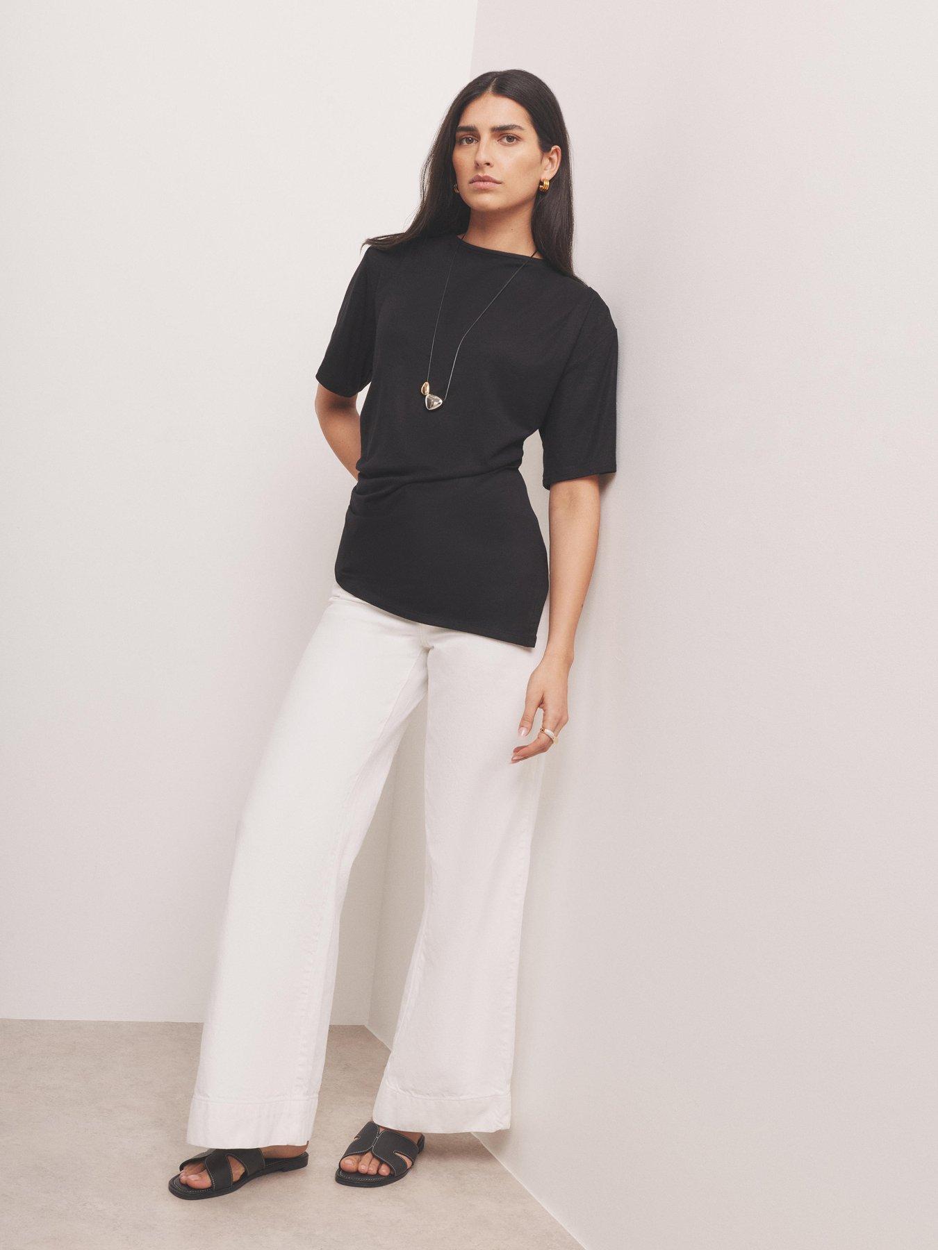 Image 4 of 6 of Mint Velvet Draped Asymmetric Top - Black