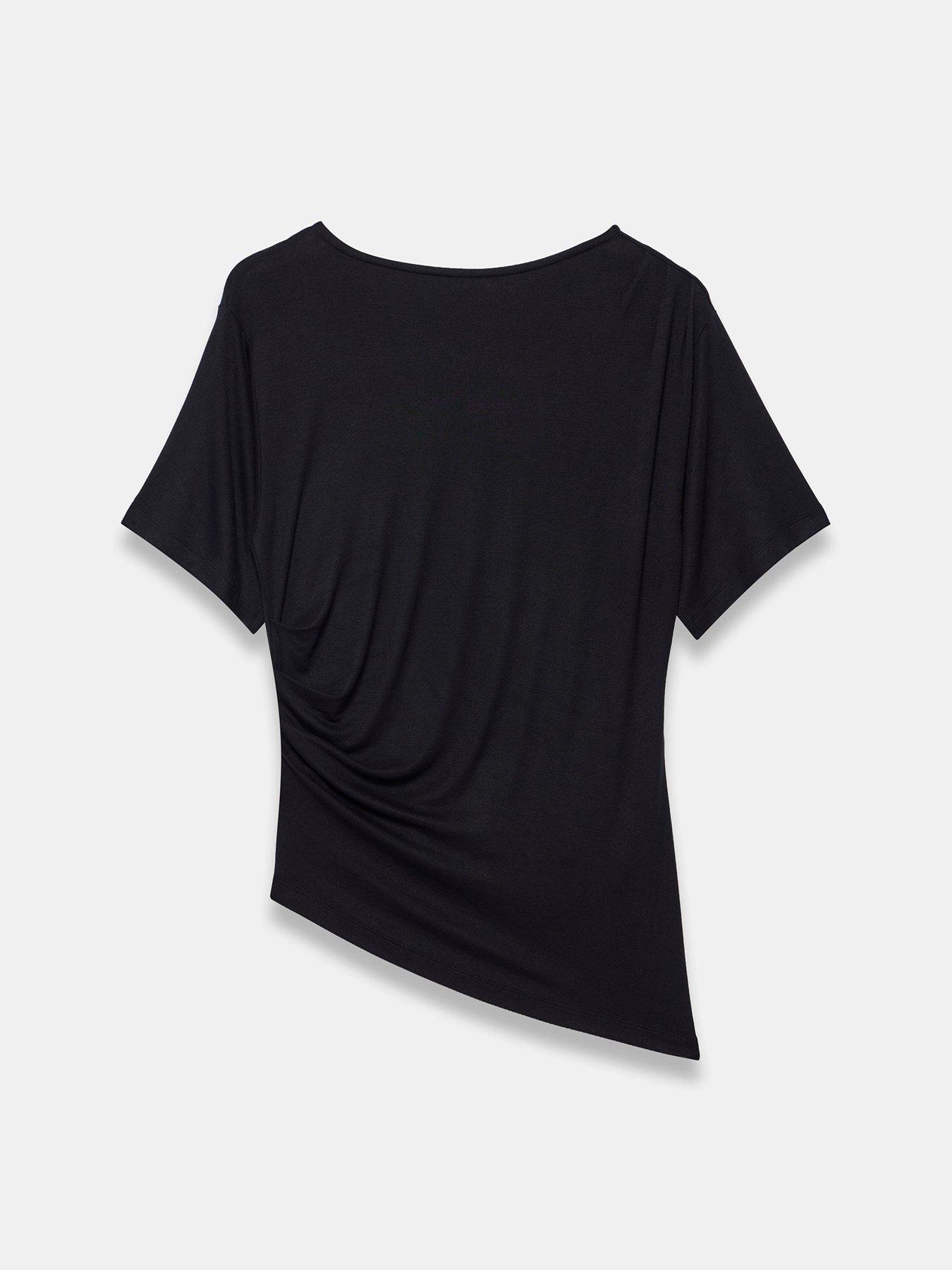 Image 5 of 6 of Mint Velvet Draped Asymmetric Top - Black