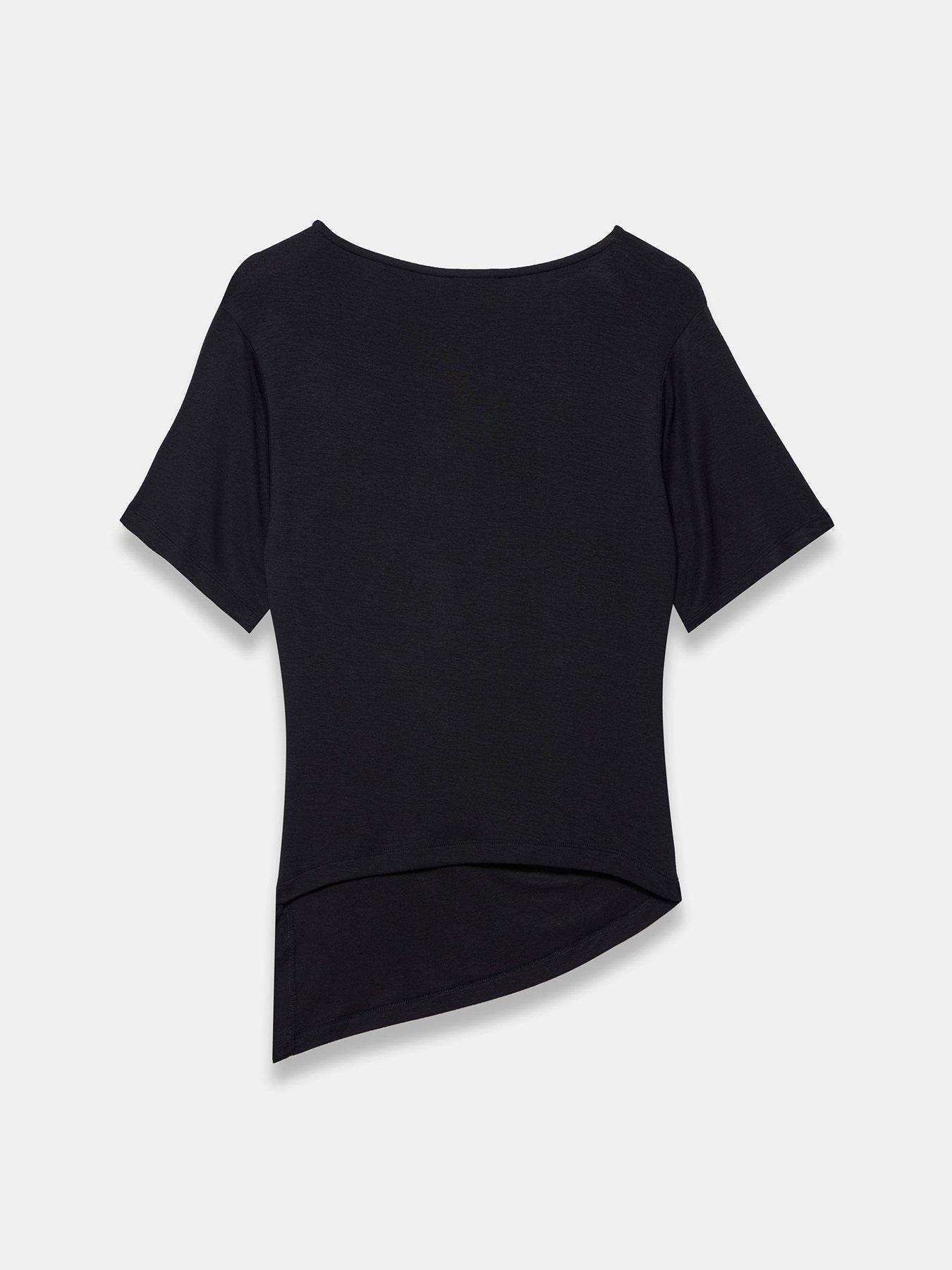 Image 6 of 6 of Mint Velvet Draped Asymmetric Top - Black