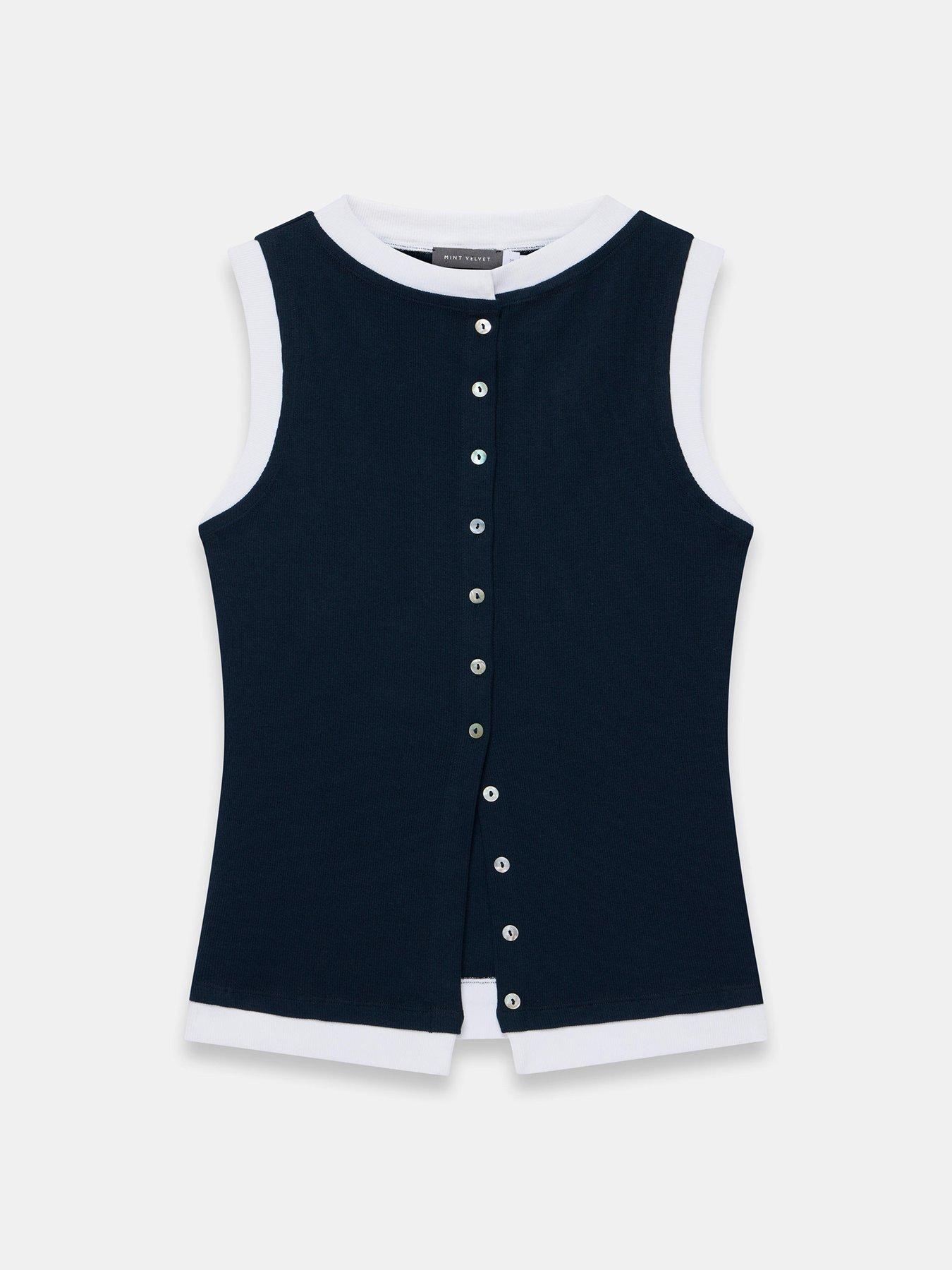  image of mint-velvet-navy-double-layer-vest-blue