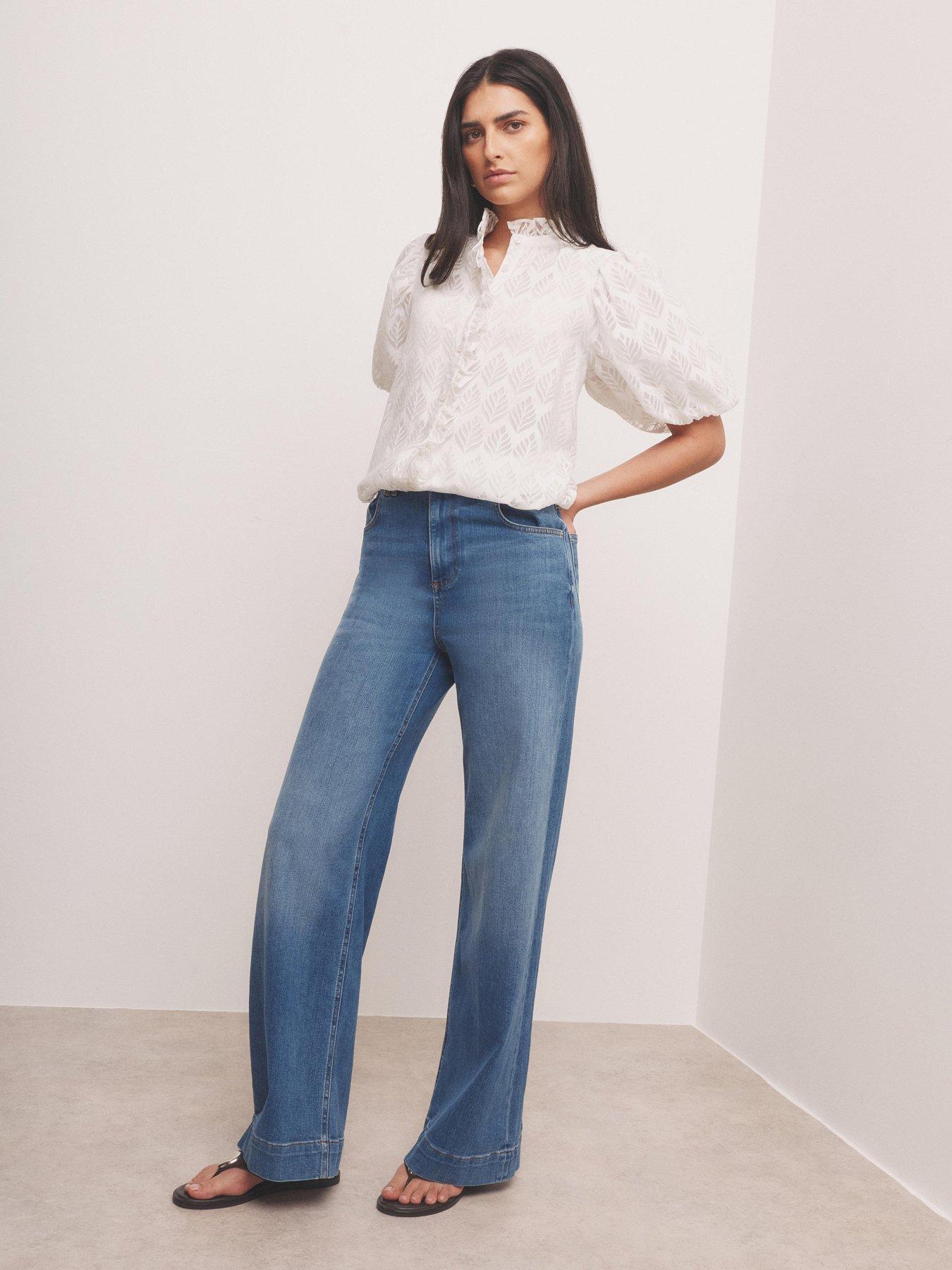 Image 4 of 6 of Mint Velvet White Jacquard Puff Blouse