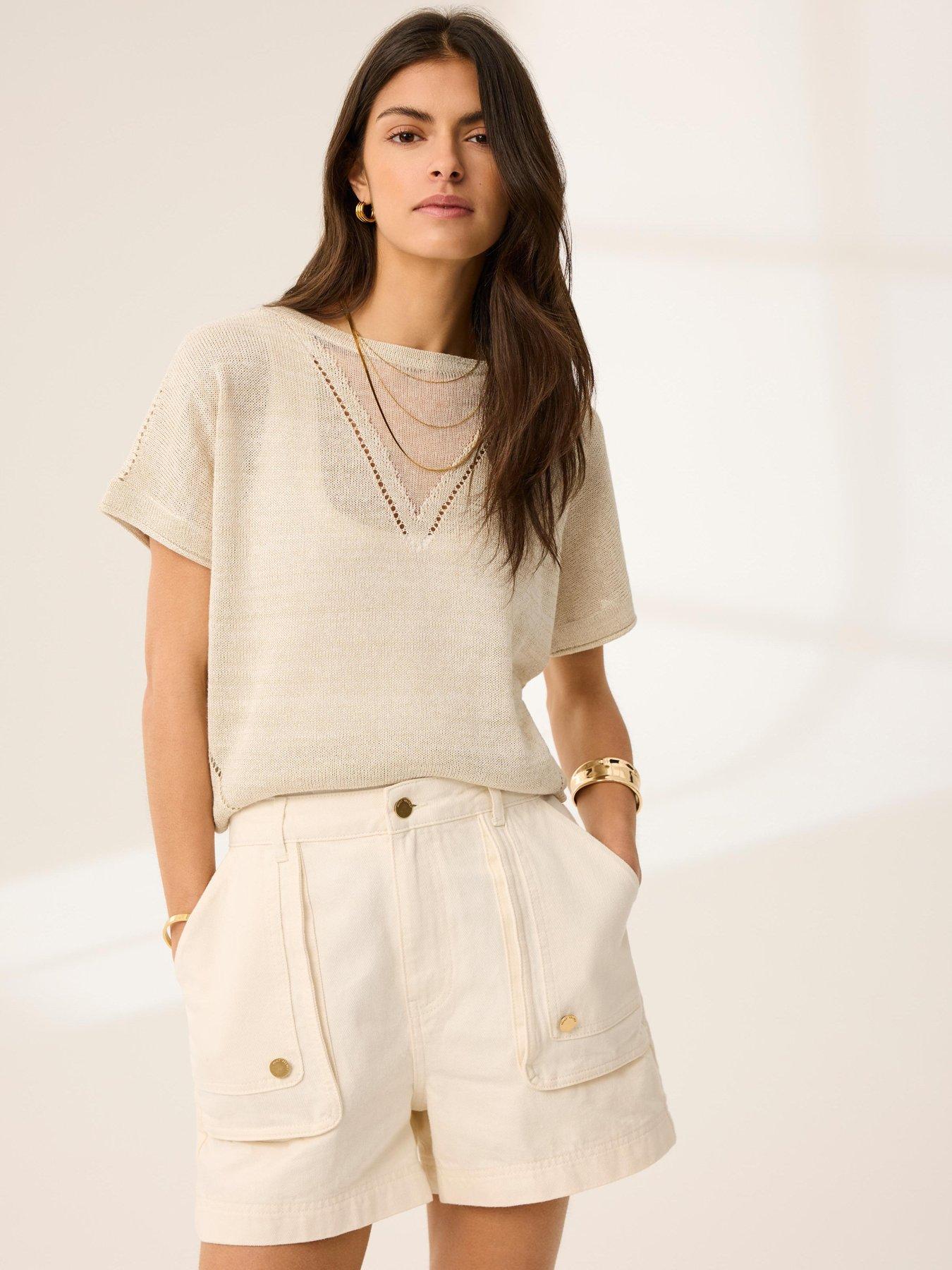 Mint Velvet Neutral Sparkle Batwing Top