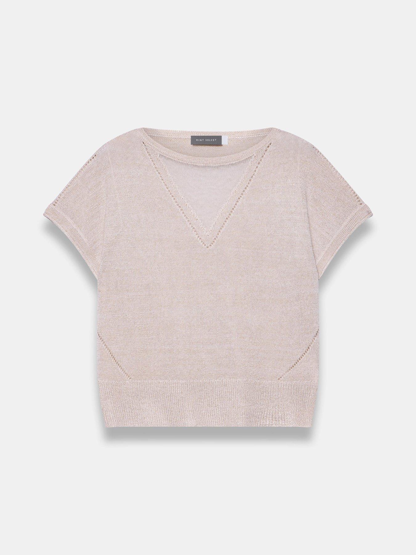 Image 5 of 6 of Mint Velvet Neutral Sparkle Batwing Top