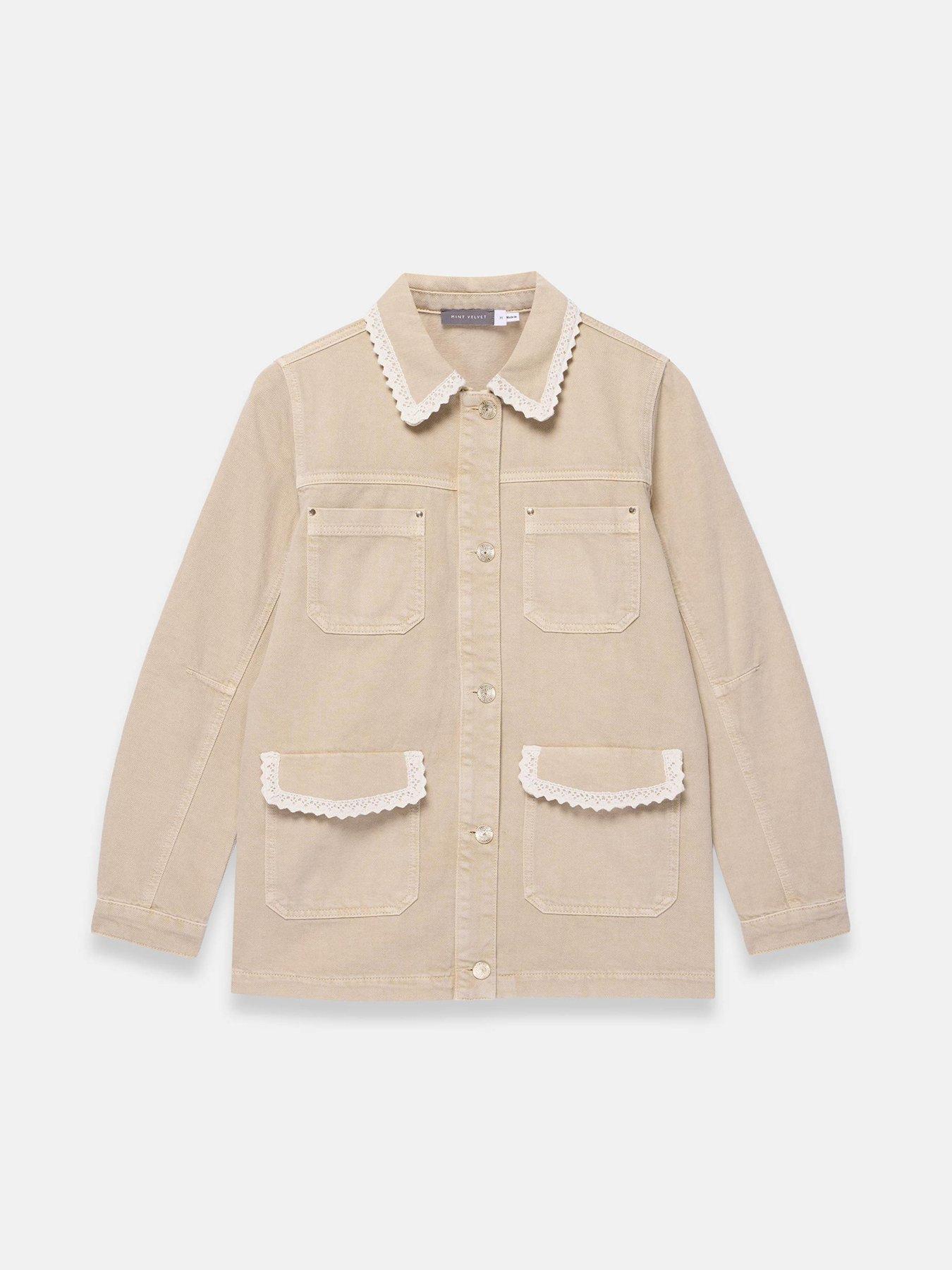  image of mint-velvet-washed-neutral-lace-shacket-cream