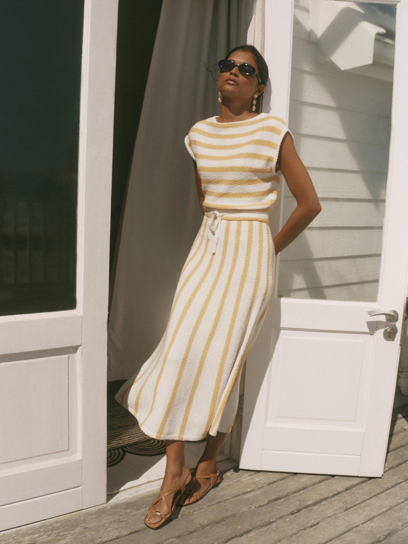 Mint Velvet Yellow Stripe Knit Dress