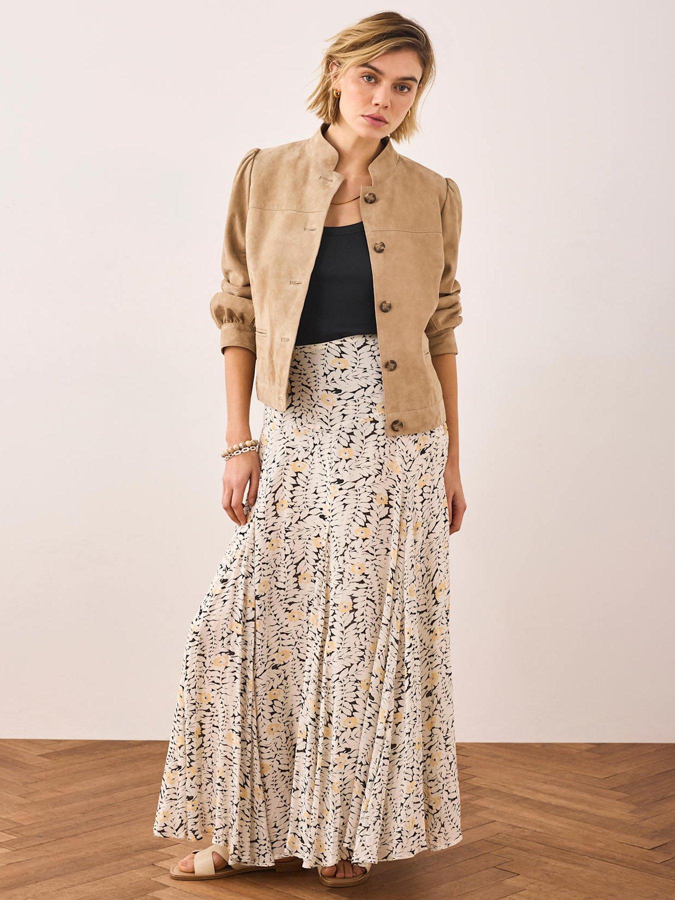 Mint Velvet Yellow Floral Print Skirt - Black