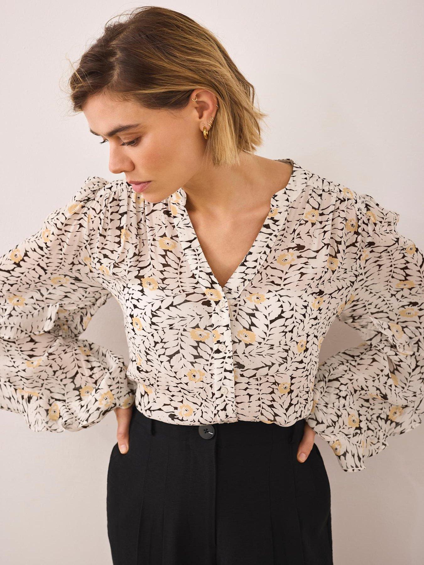 Image 2 of 4 of Mint Velvet Floral Print Ruffle Blouse