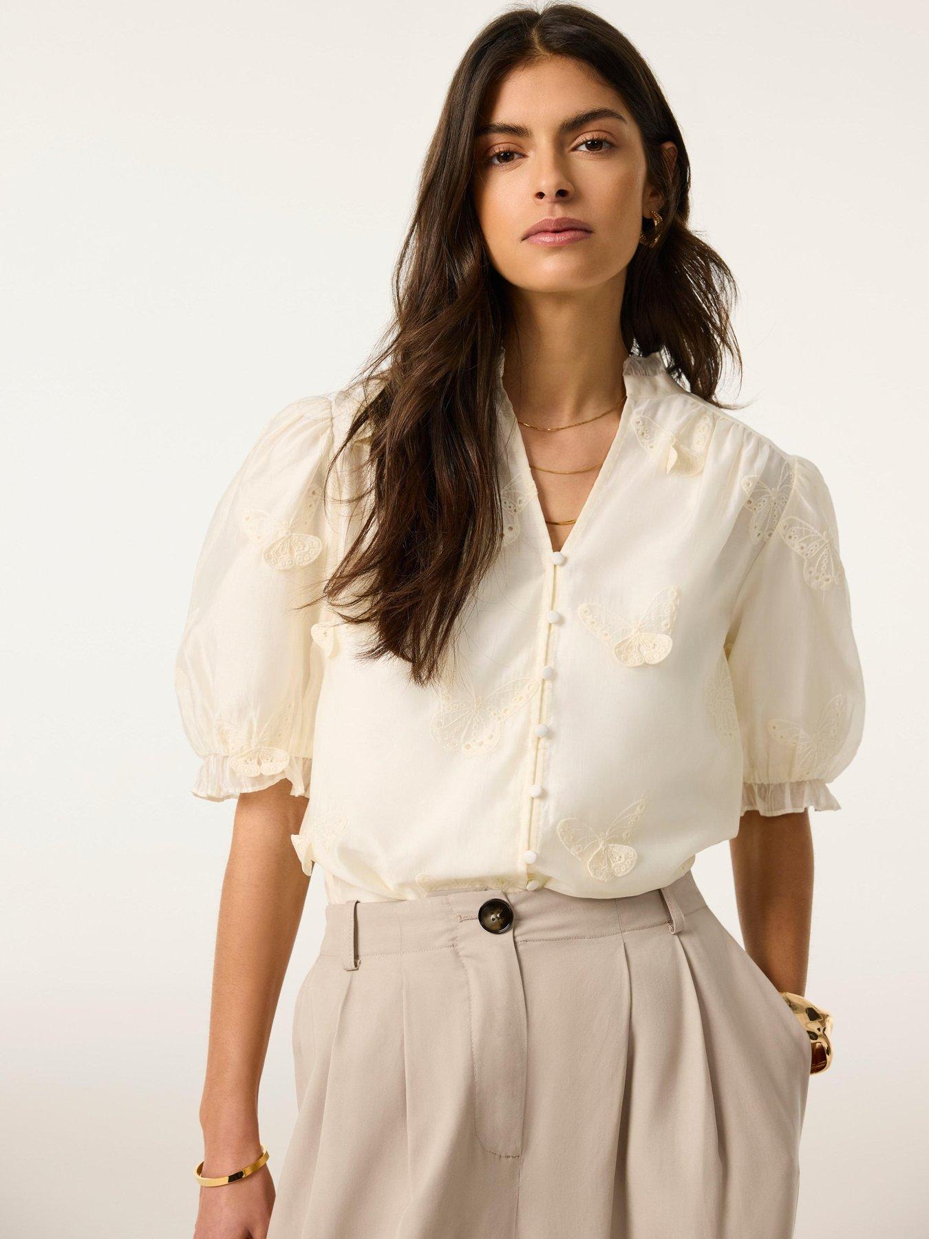 Image 2 of 6 of Mint Velvet Butterfly Puff Sleeve Blouse