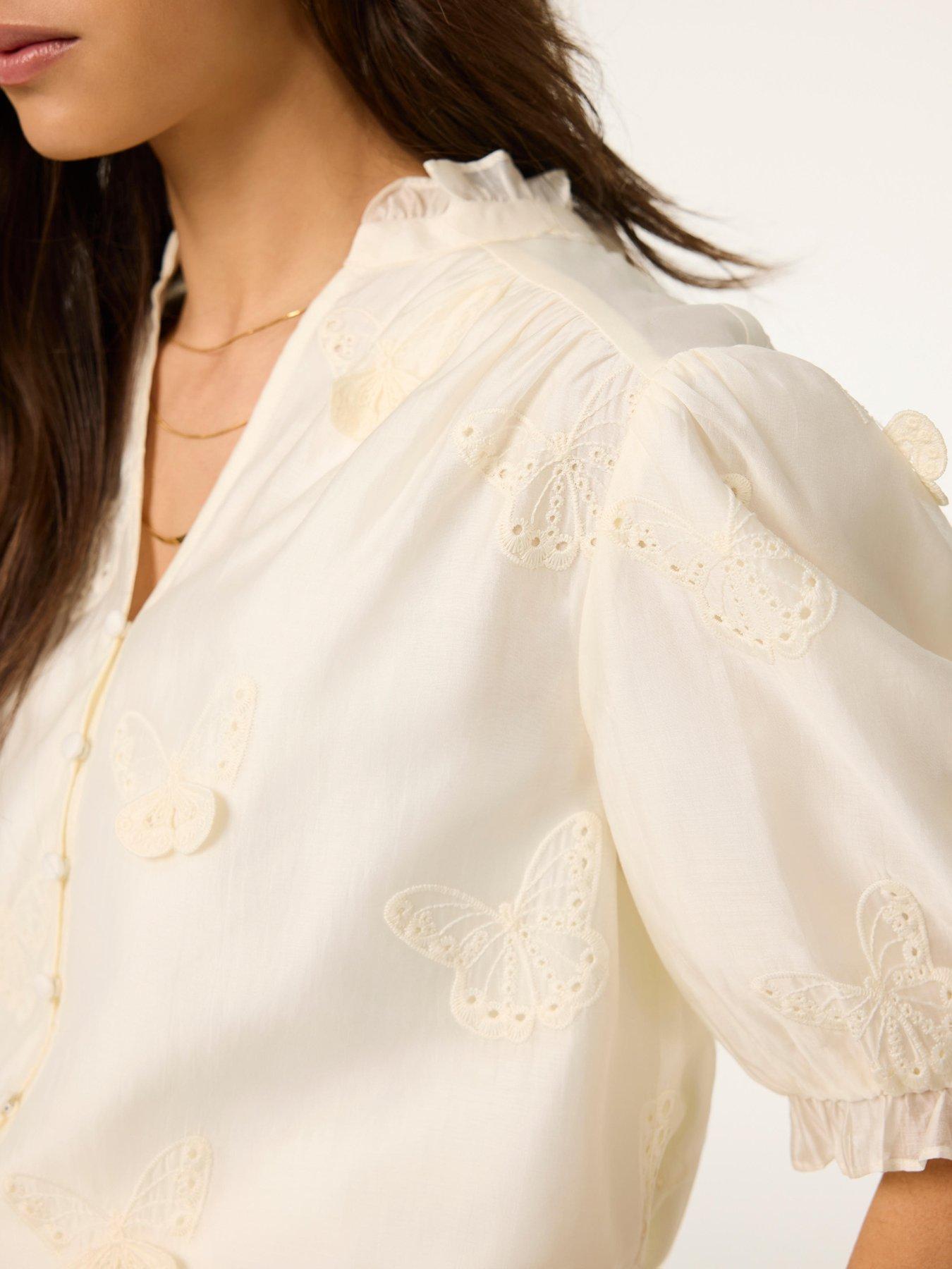 Image 4 of 6 of Mint Velvet Butterfly Puff Sleeve Blouse
